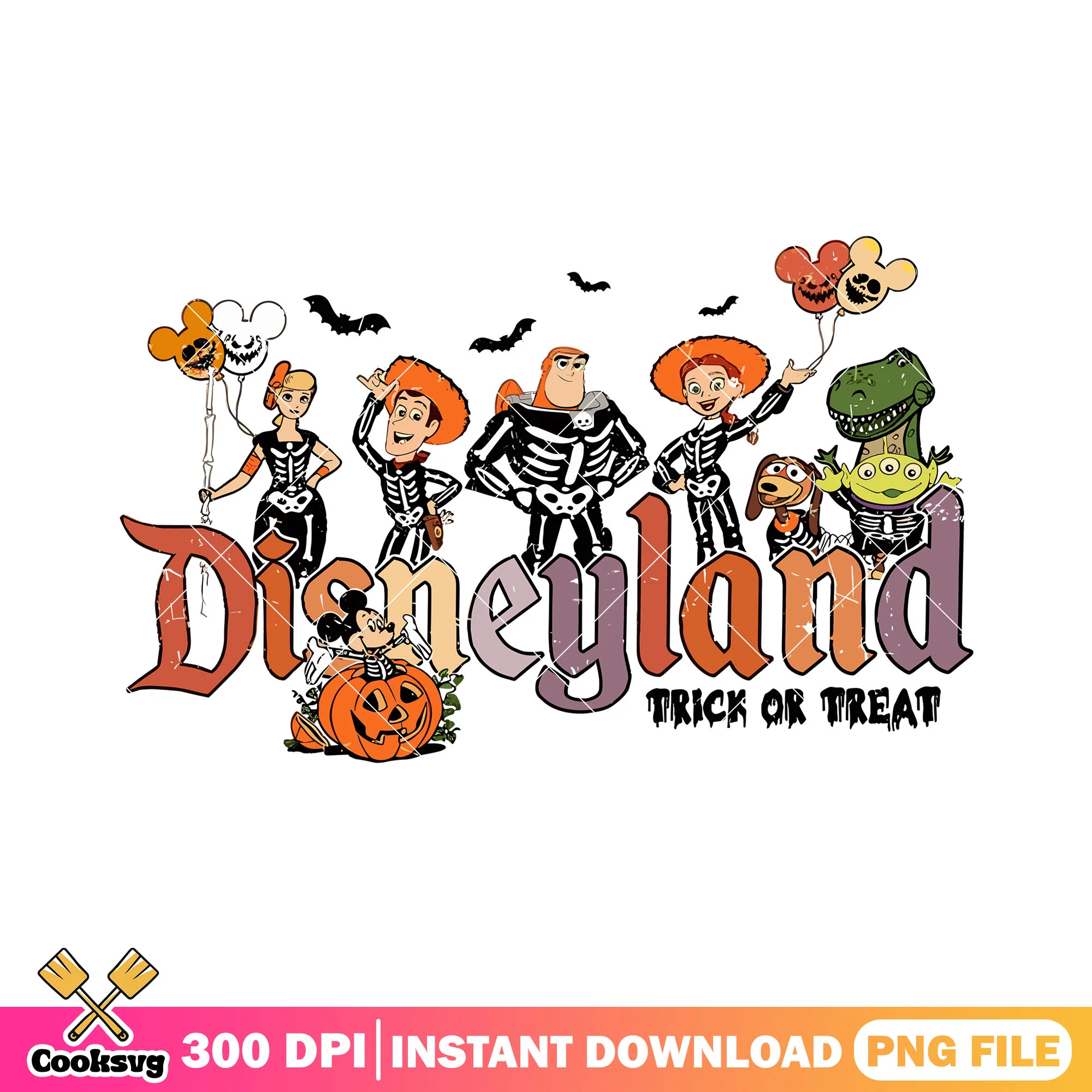 Disney halloween design png, halloween colors png, toy story art png