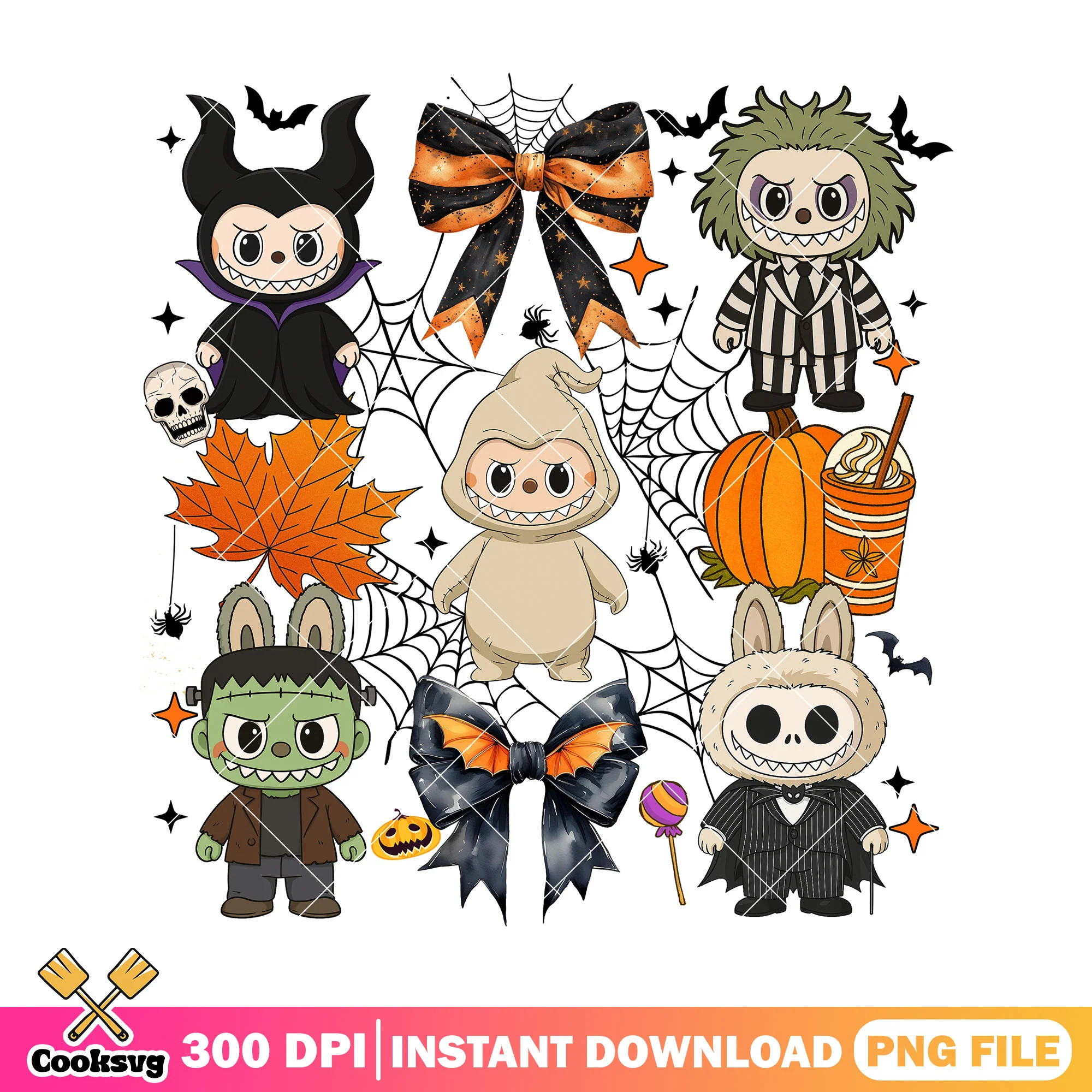 Disney labubu halloween outfit png, halloween cute png, labubu cute png