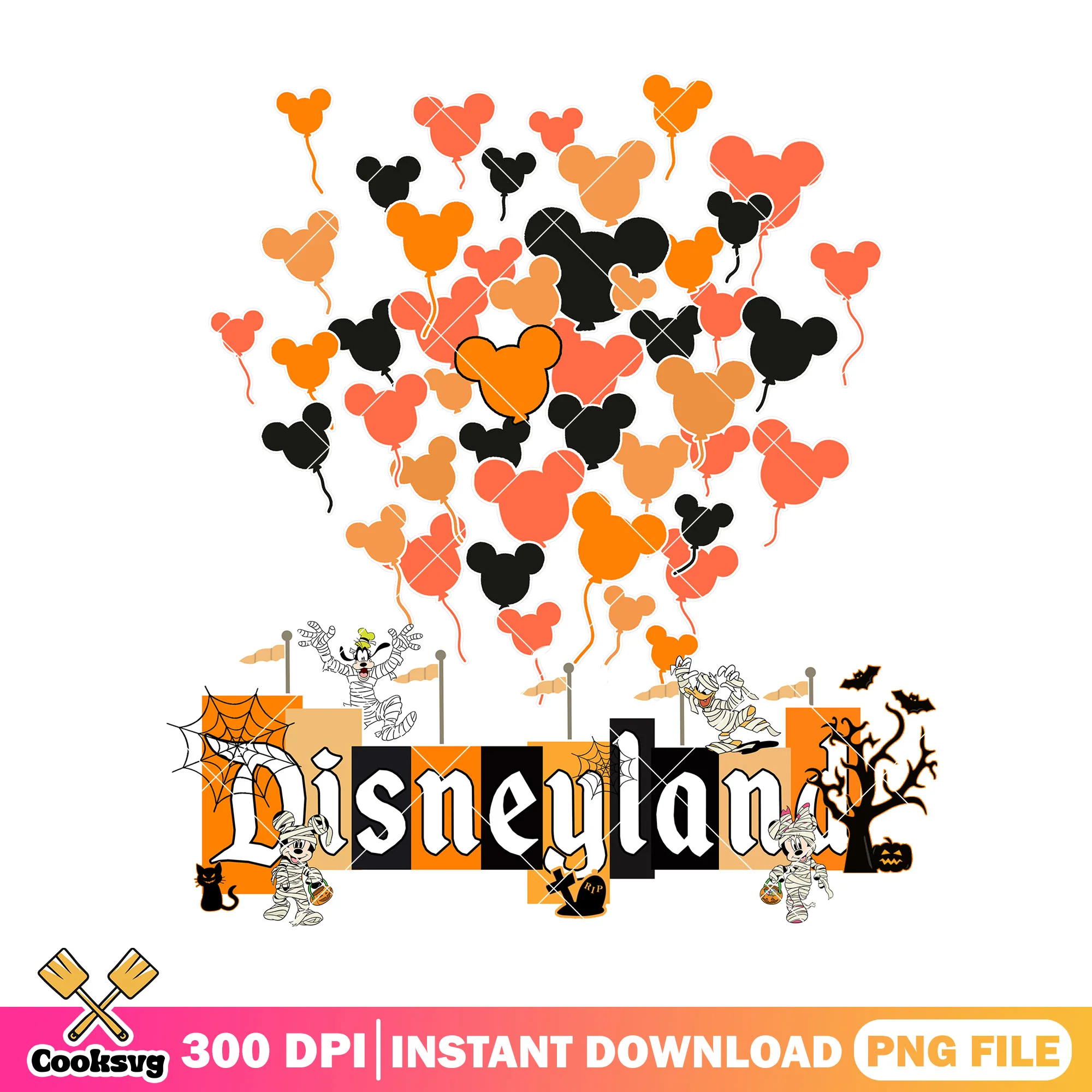 Disney land spooky themed png, halloween costume png, disney plus png
