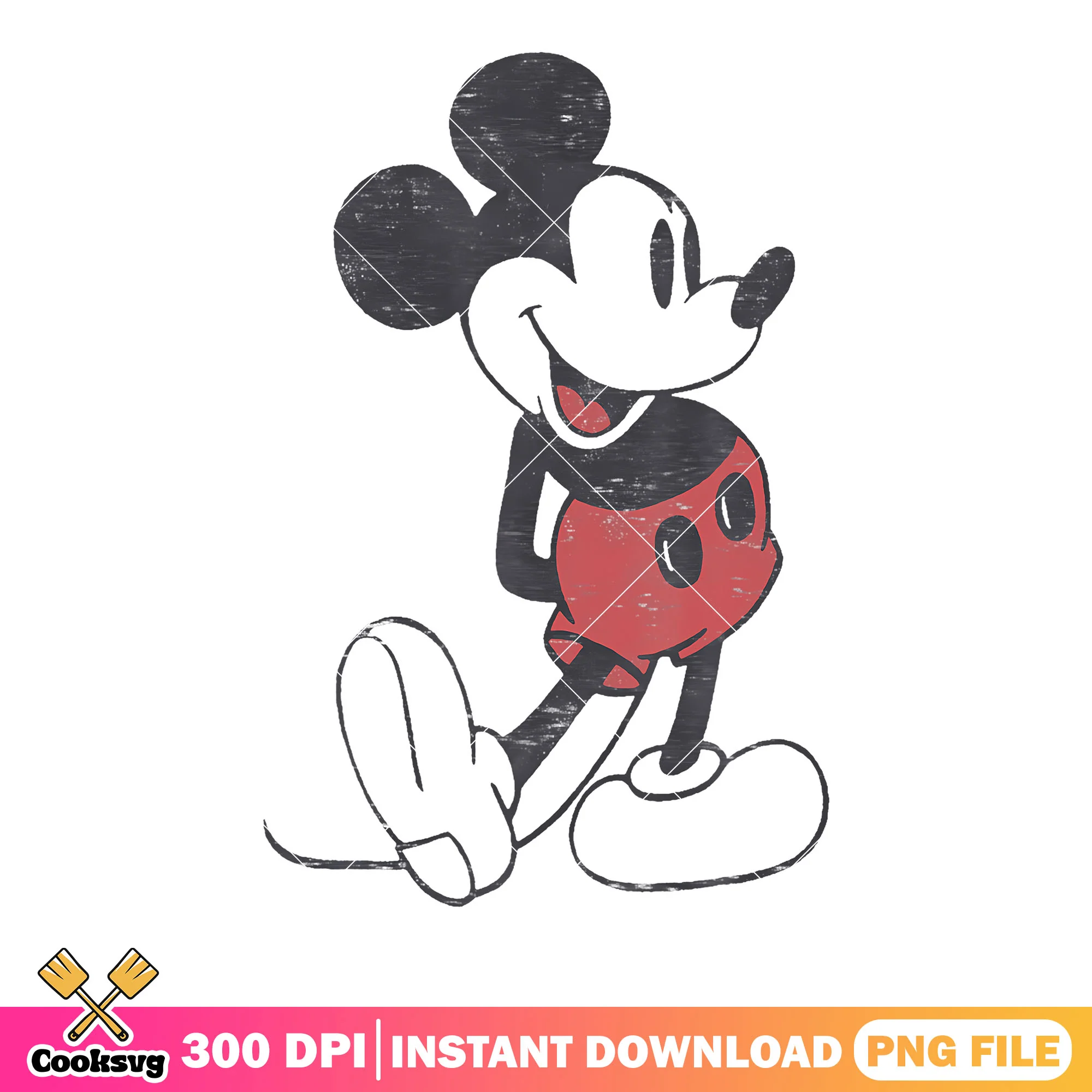 Disney Mickey vintage portrait png, spooky disney png, mickey mouse png
