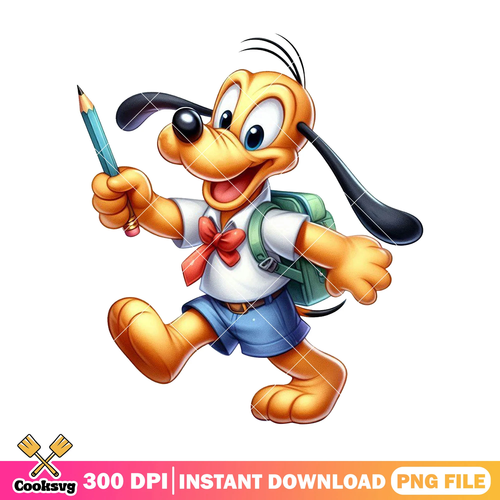 Disney pluto cute design png, disney art png, i want back to school png