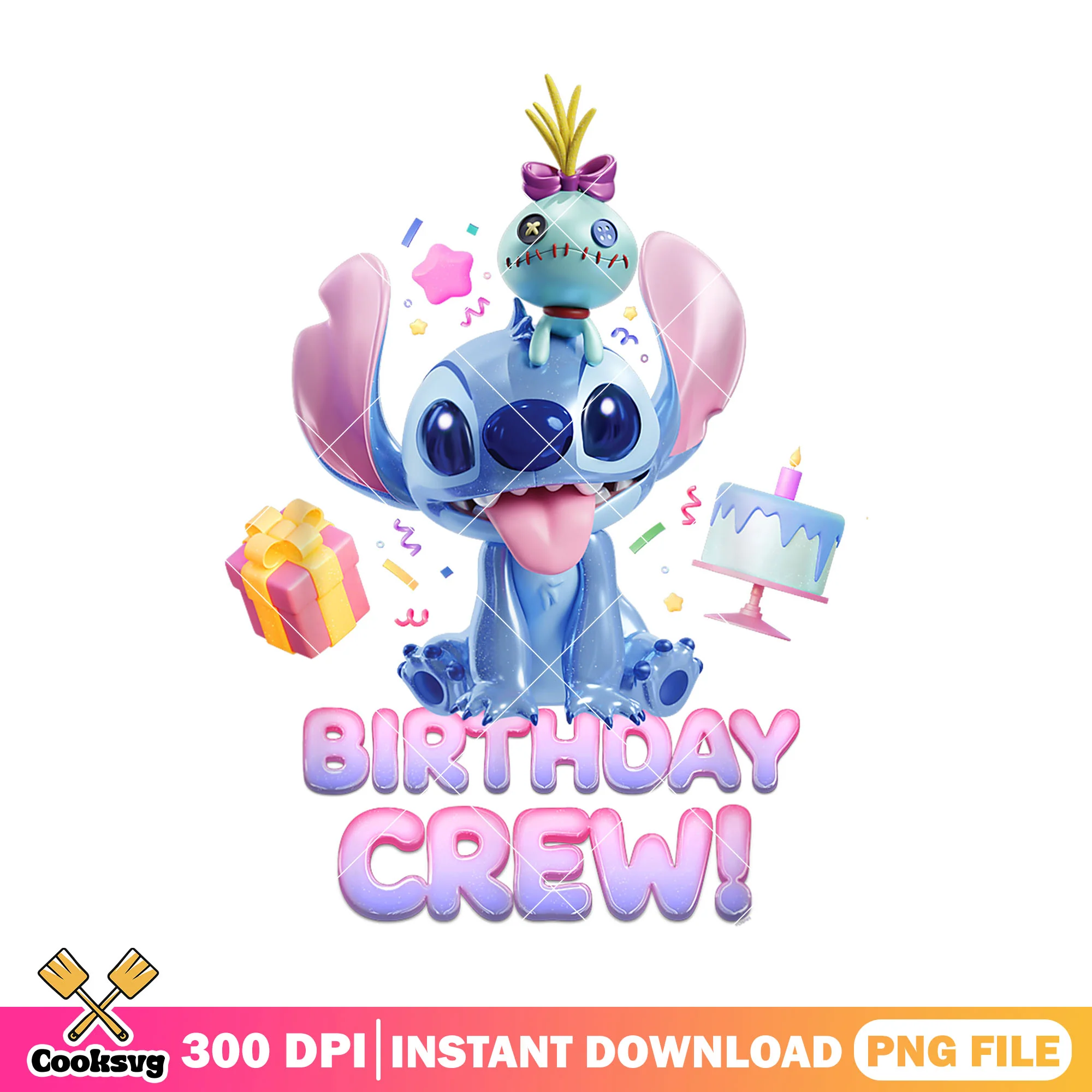 Disney stitch birthday crew png, birthday stitch png, disney birthday png