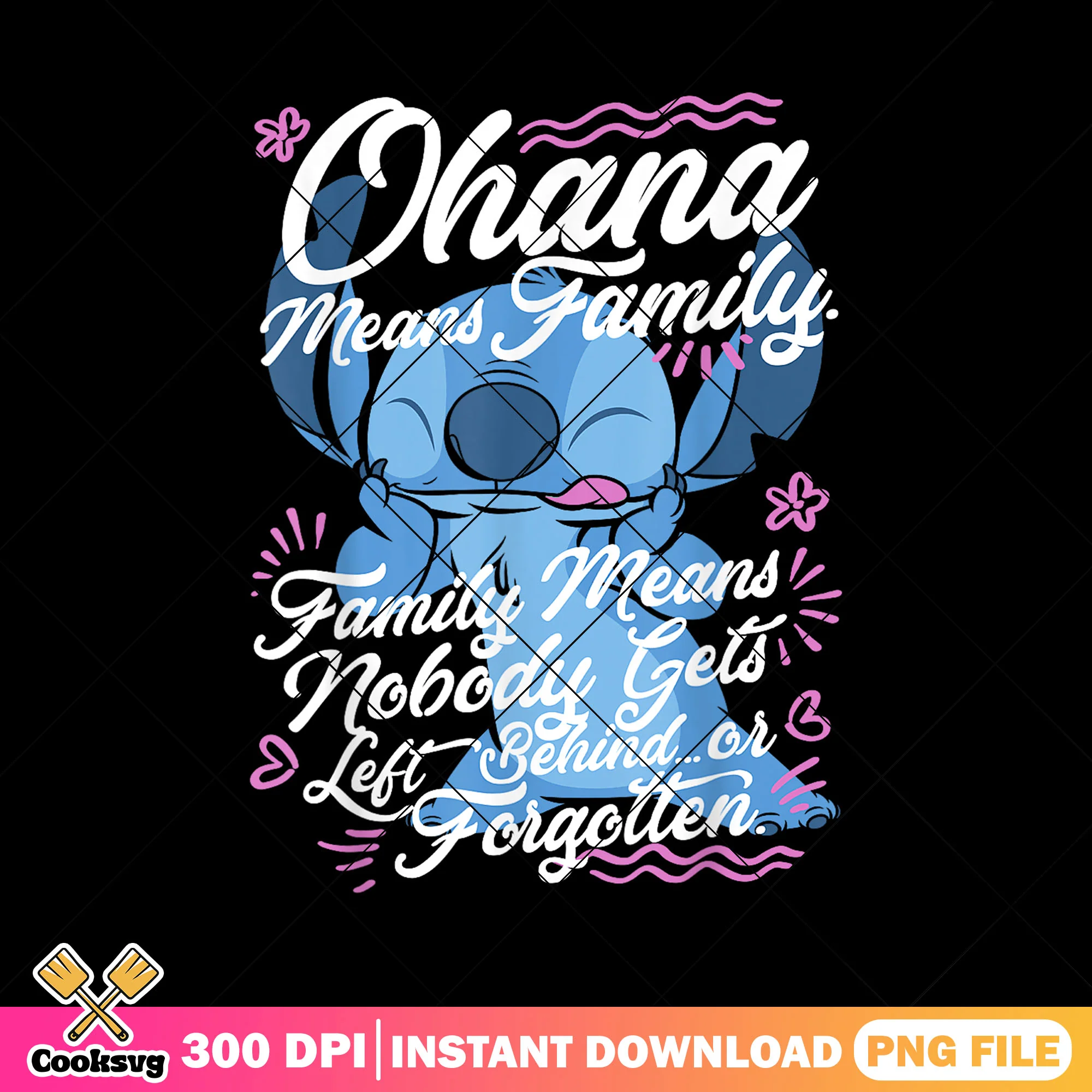 Disney stitch family means png, ohana means family png, stitch family png