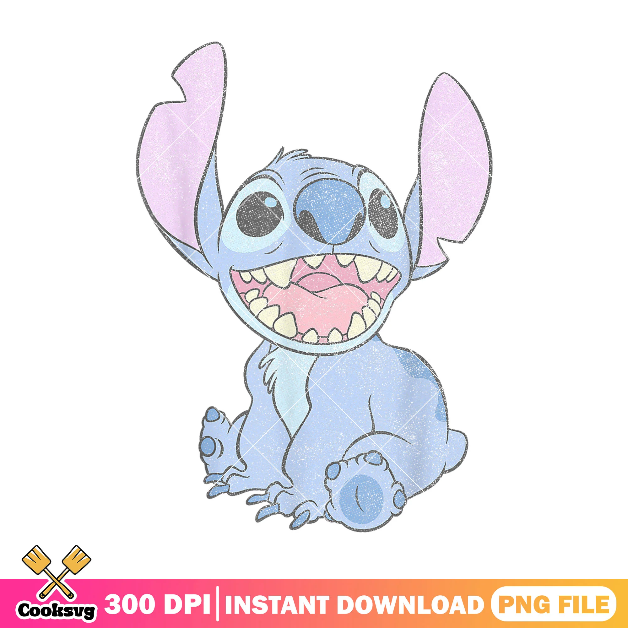 Disney stitch happy png, stitch monster png, vintage stitch png