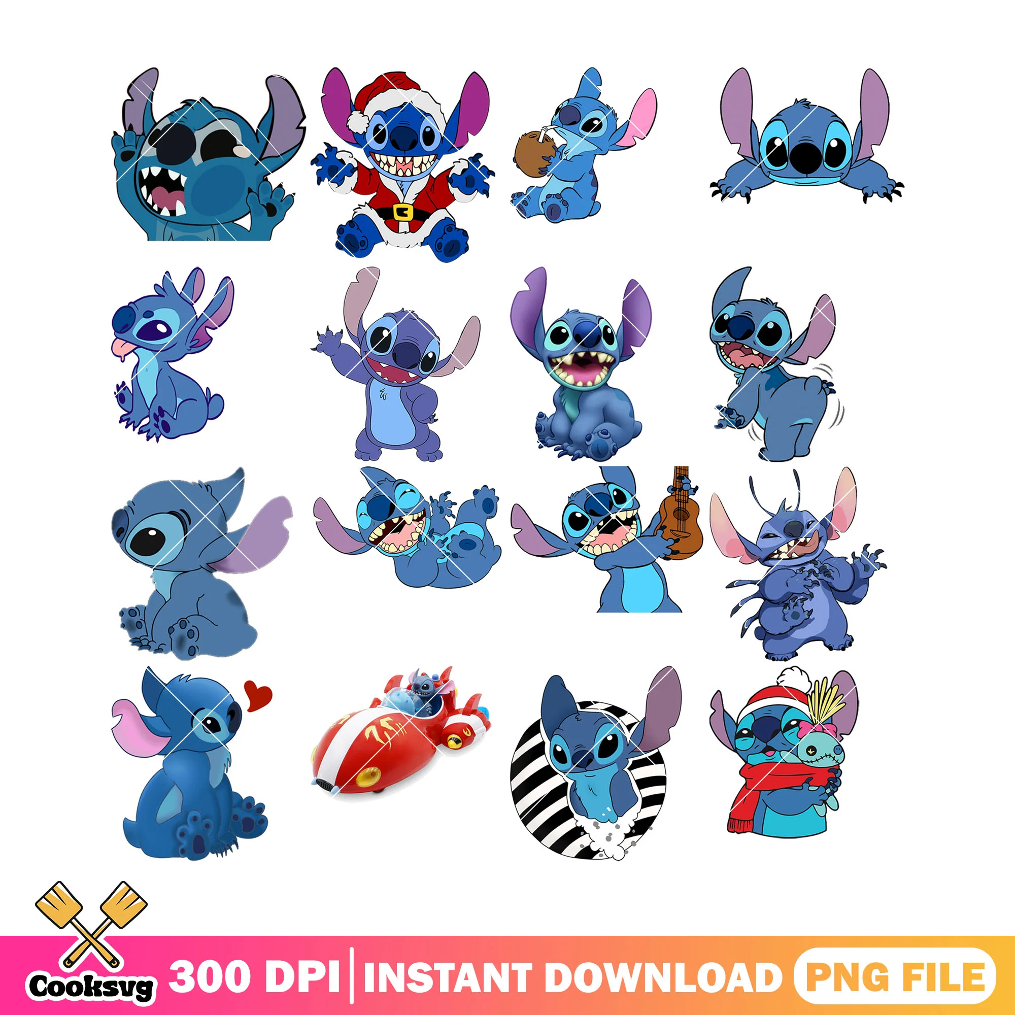 Disney stitch png bundle file, stitch christmas png, love stitch png