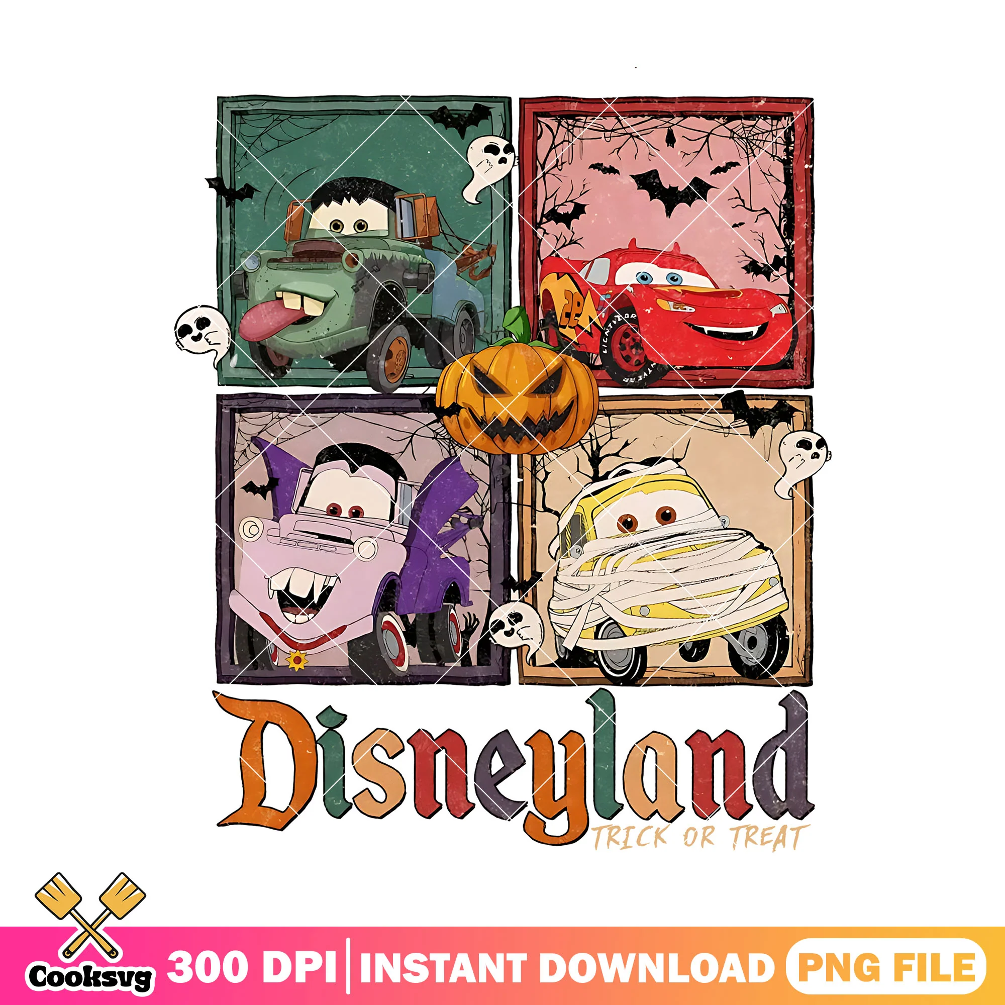 Disneyland car halloween png, trick or treat png, halloween car png