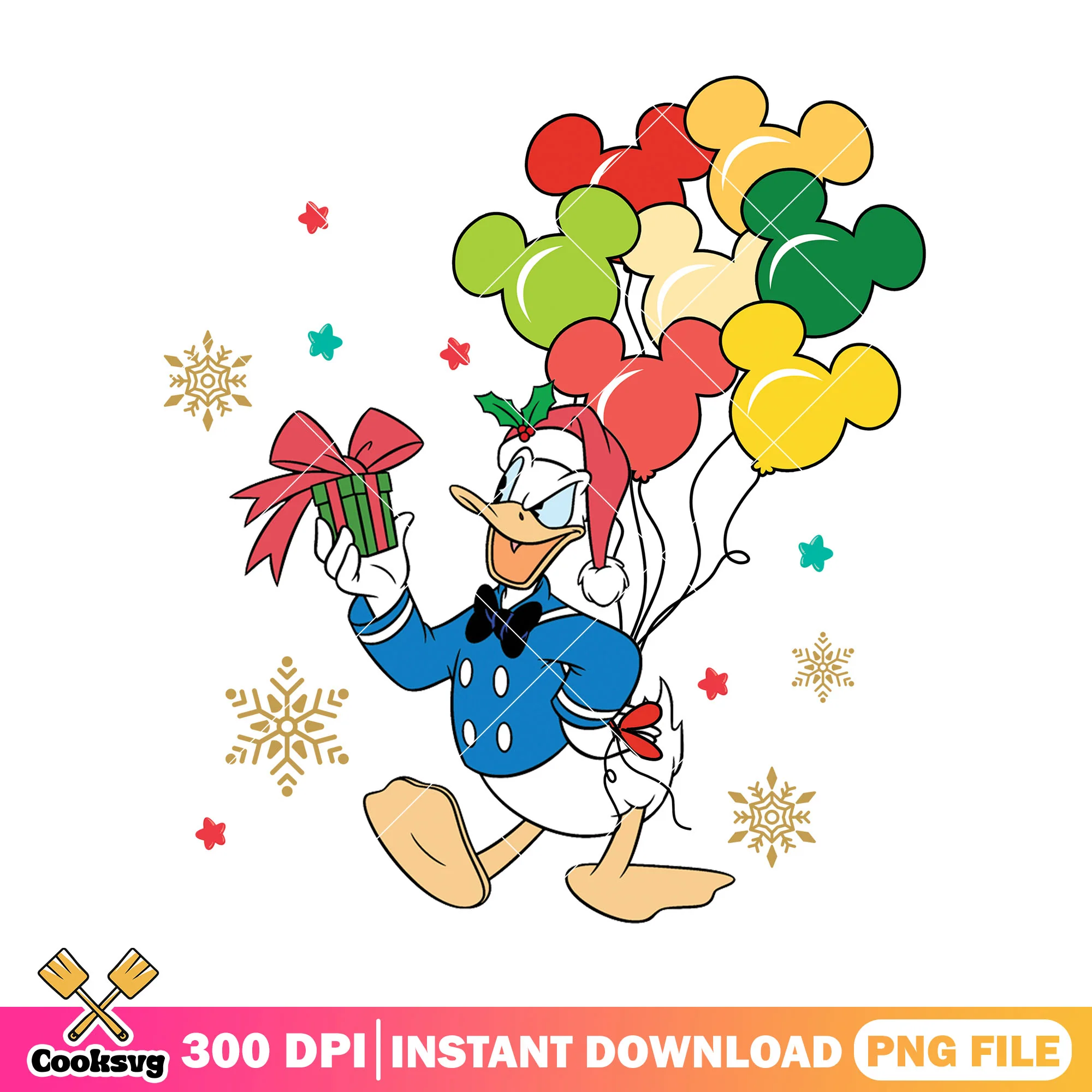 Donald christmas gifts png, christmas costume png, donald duck png