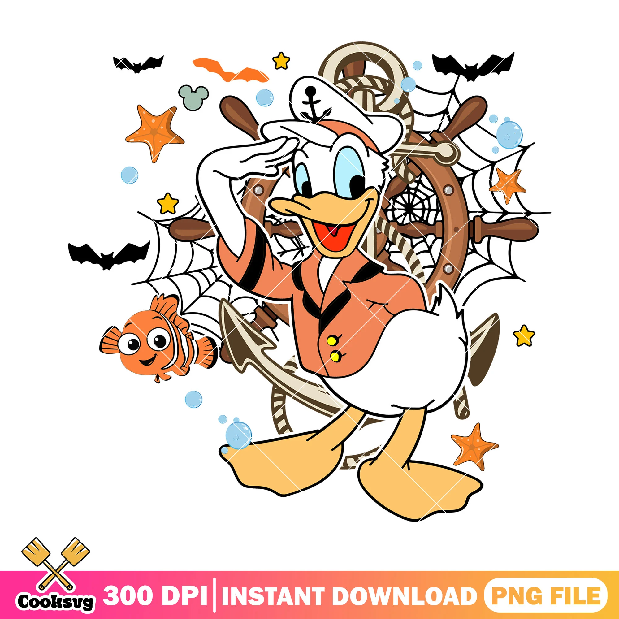 Donald duck marine halloween png, donald cute png, mickey mouse png