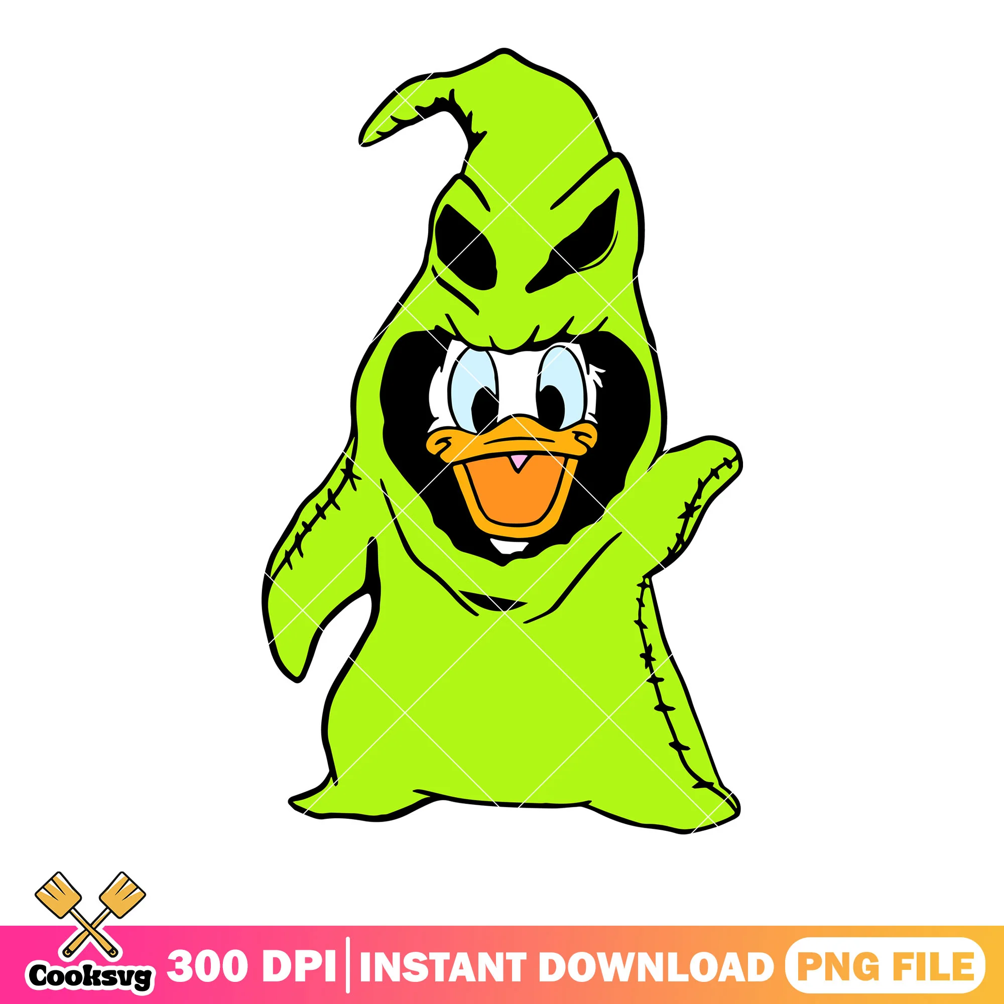 Donald duck png, scary halloween png, green monster png
