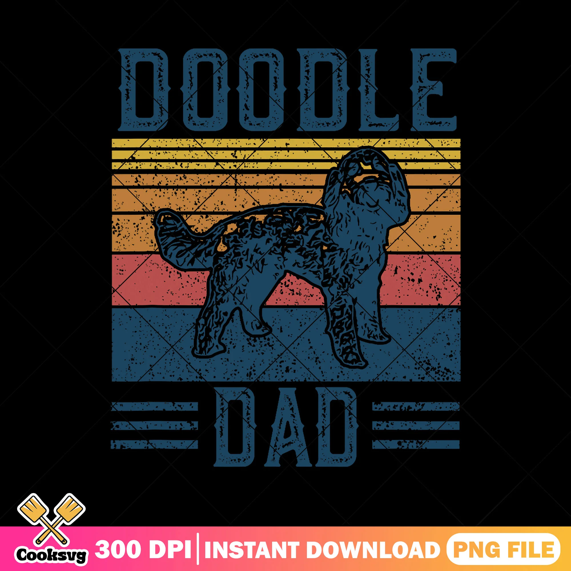 Doodle dad png, funny dog dad gifts png, retro vintage png, fathers day png