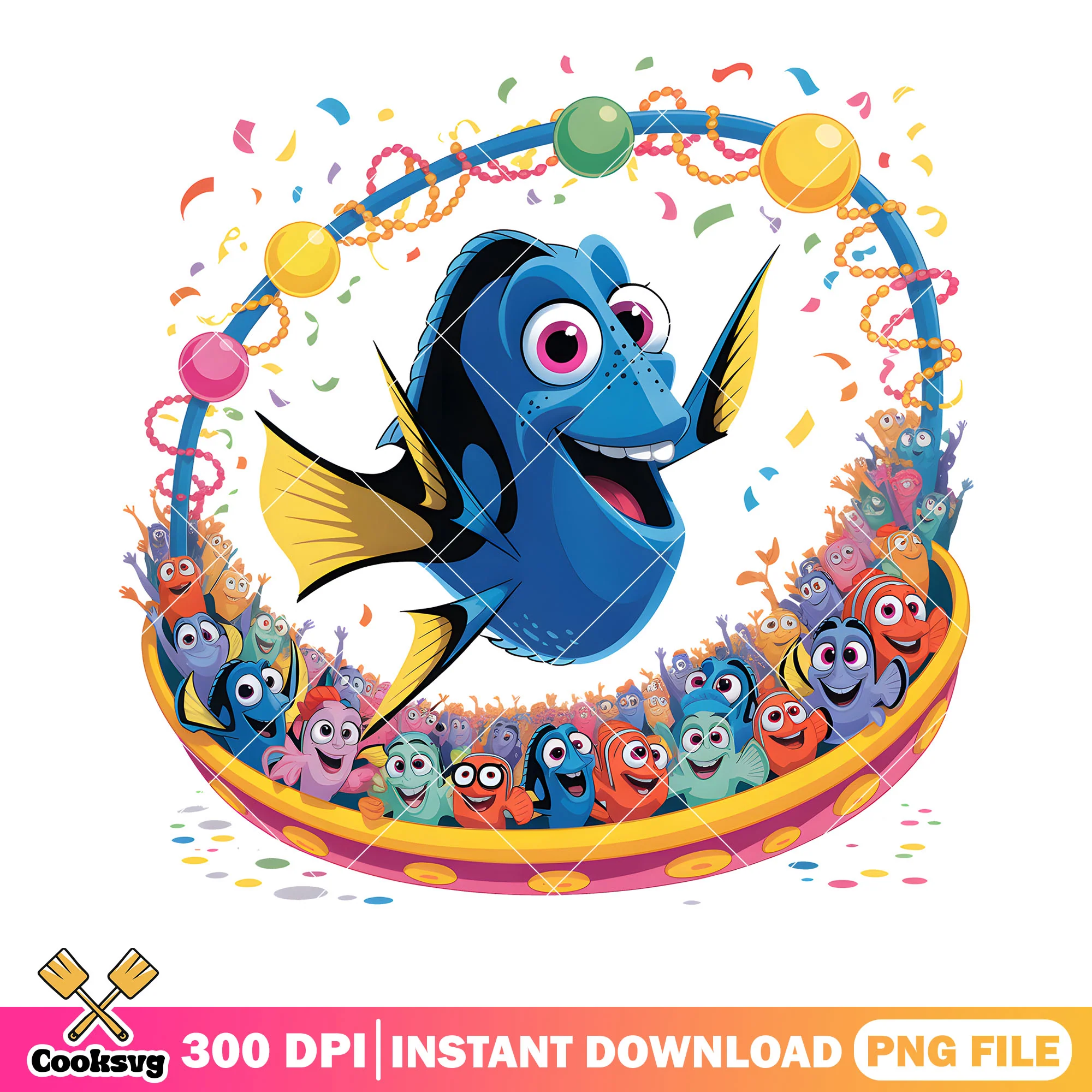 Dory with fish chain png, dory fish png, disney movie png
