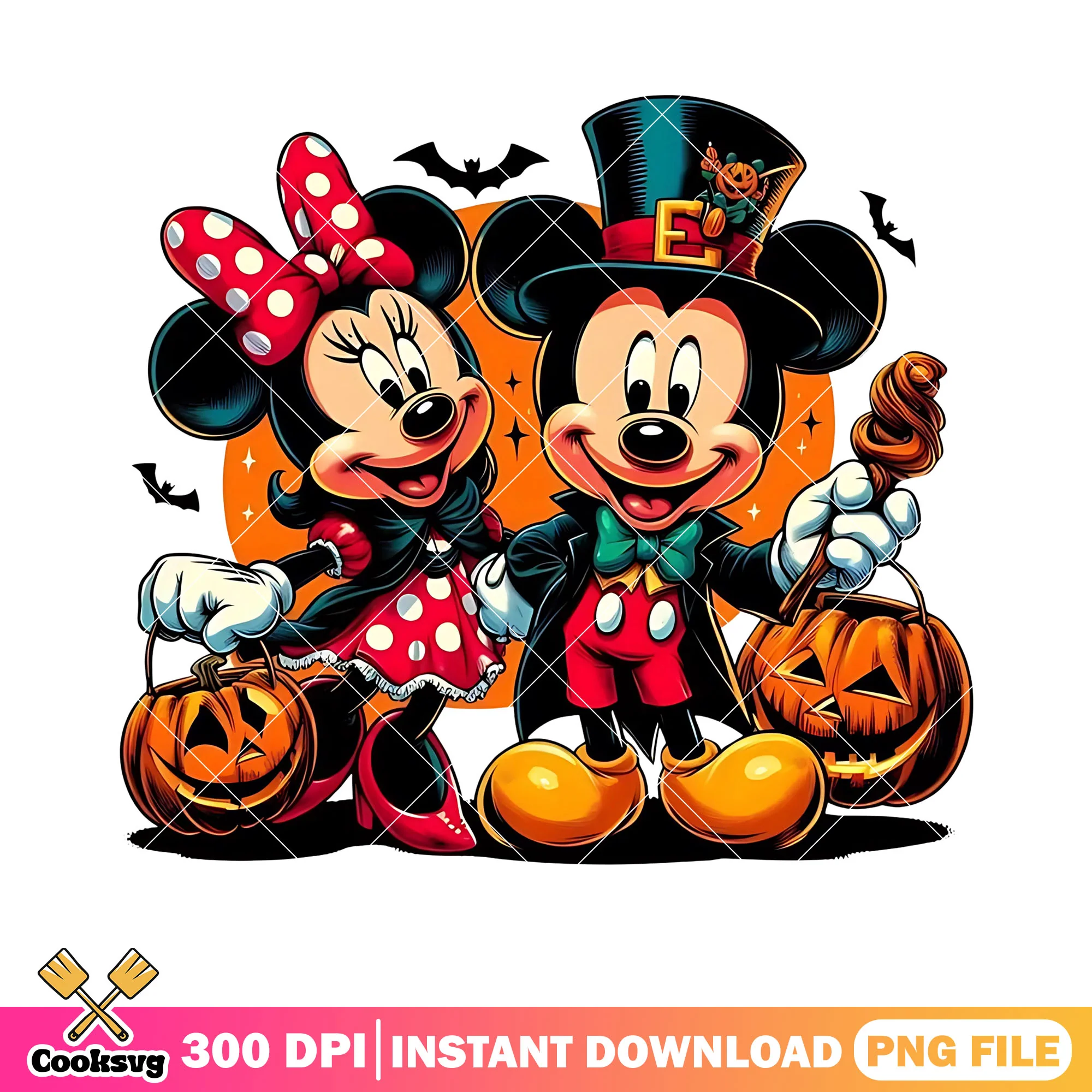 Double disney mouse png, jack o lantern png, magican costume png