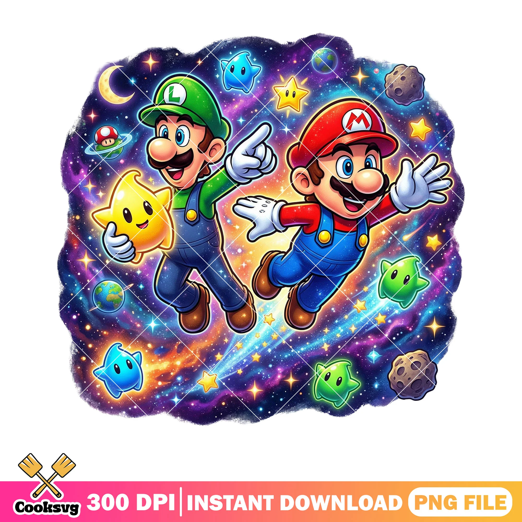 Double mario galaxy png, luigi and mario png, luigi characters png