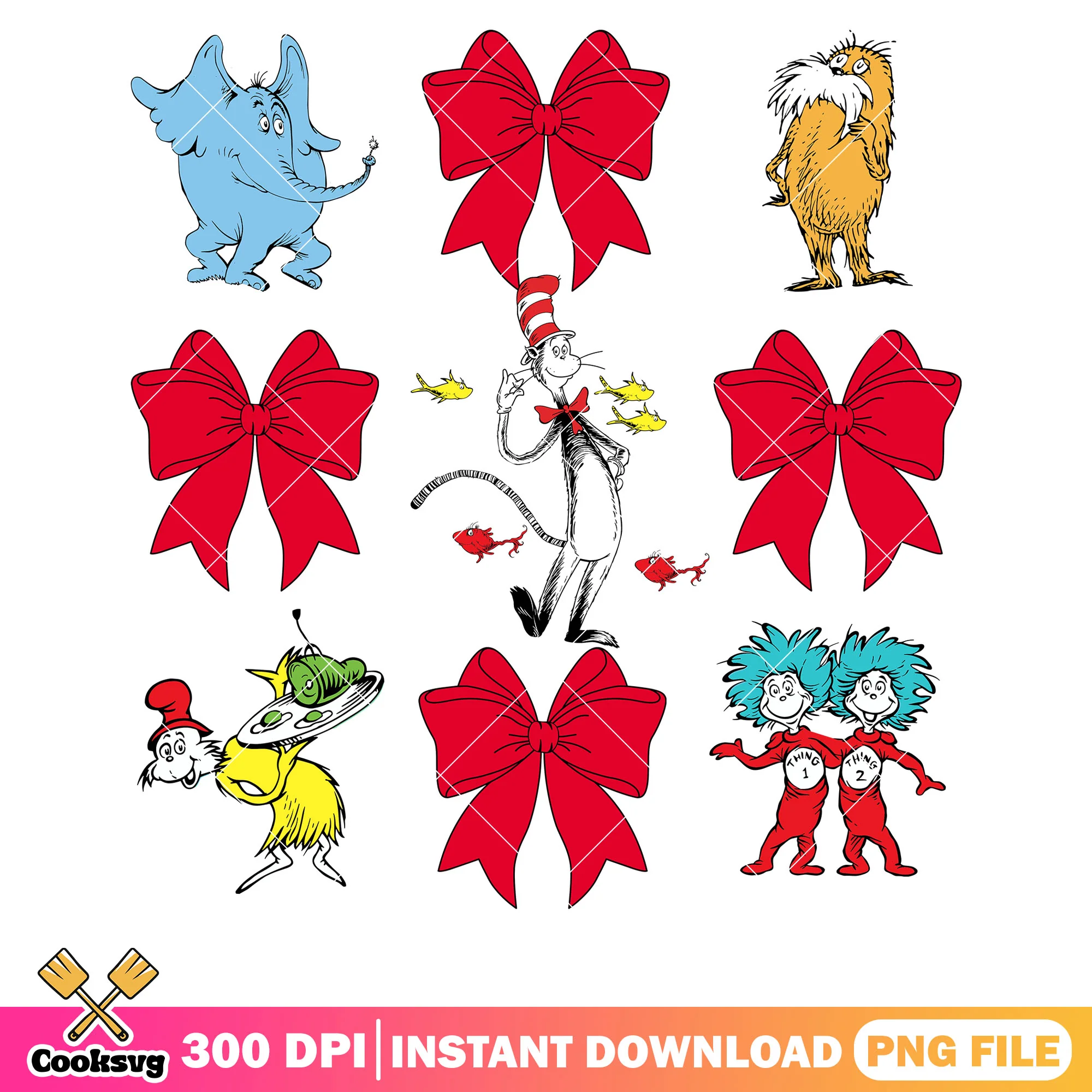 Dr seuss and friends red bow tie png, dr seuss bow tie png