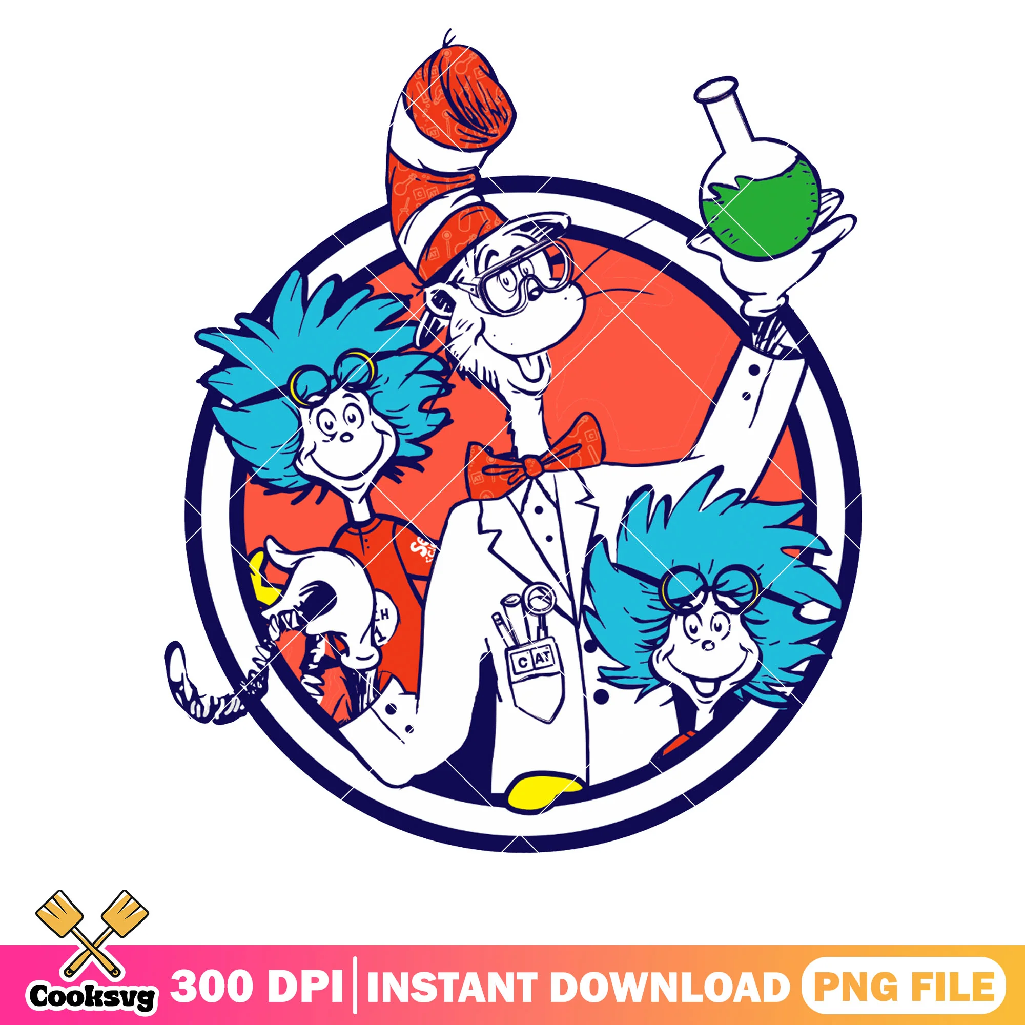 Dr seuss and friends science png, dr seuss science png