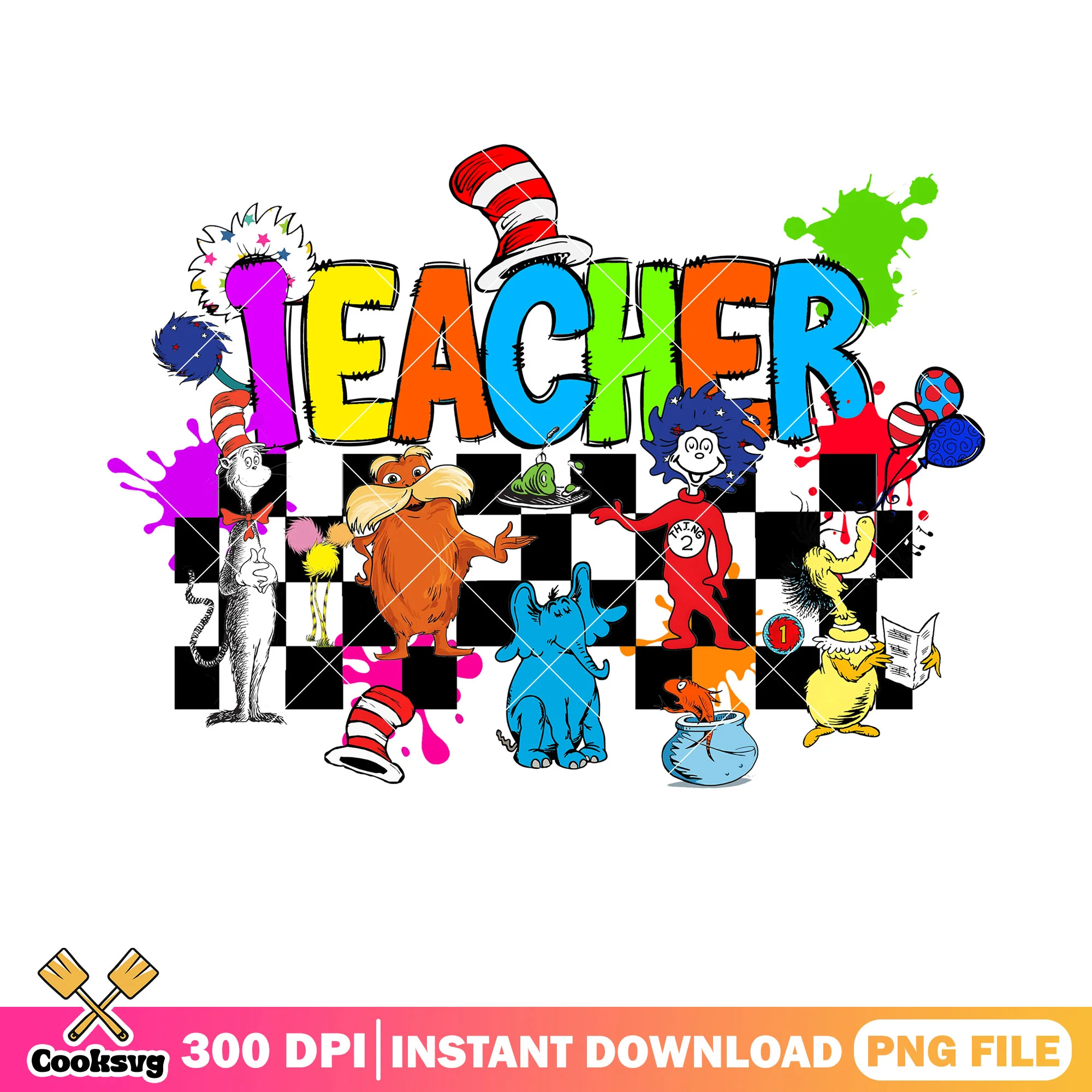 Dr seuss and his friends teacher png, dr seuss teacher png