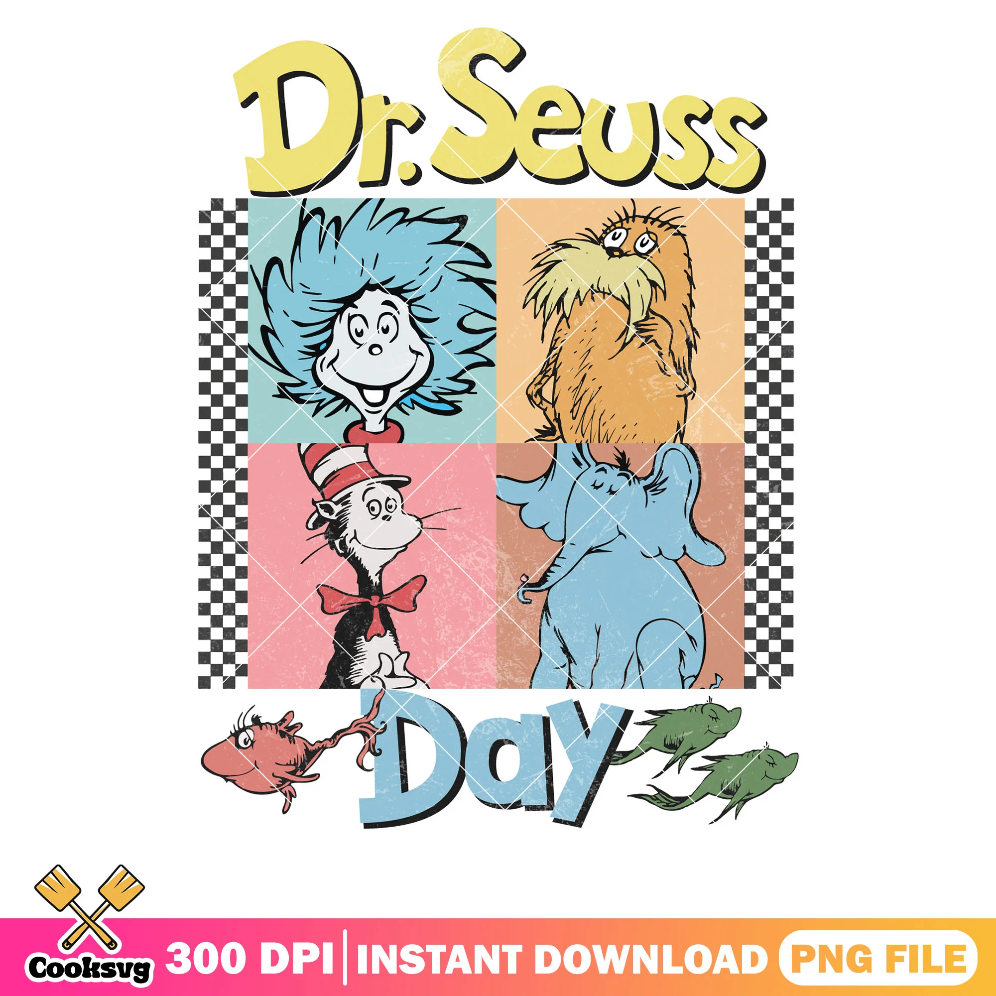 Dr seuss day with his friends design png, dr seuss day png