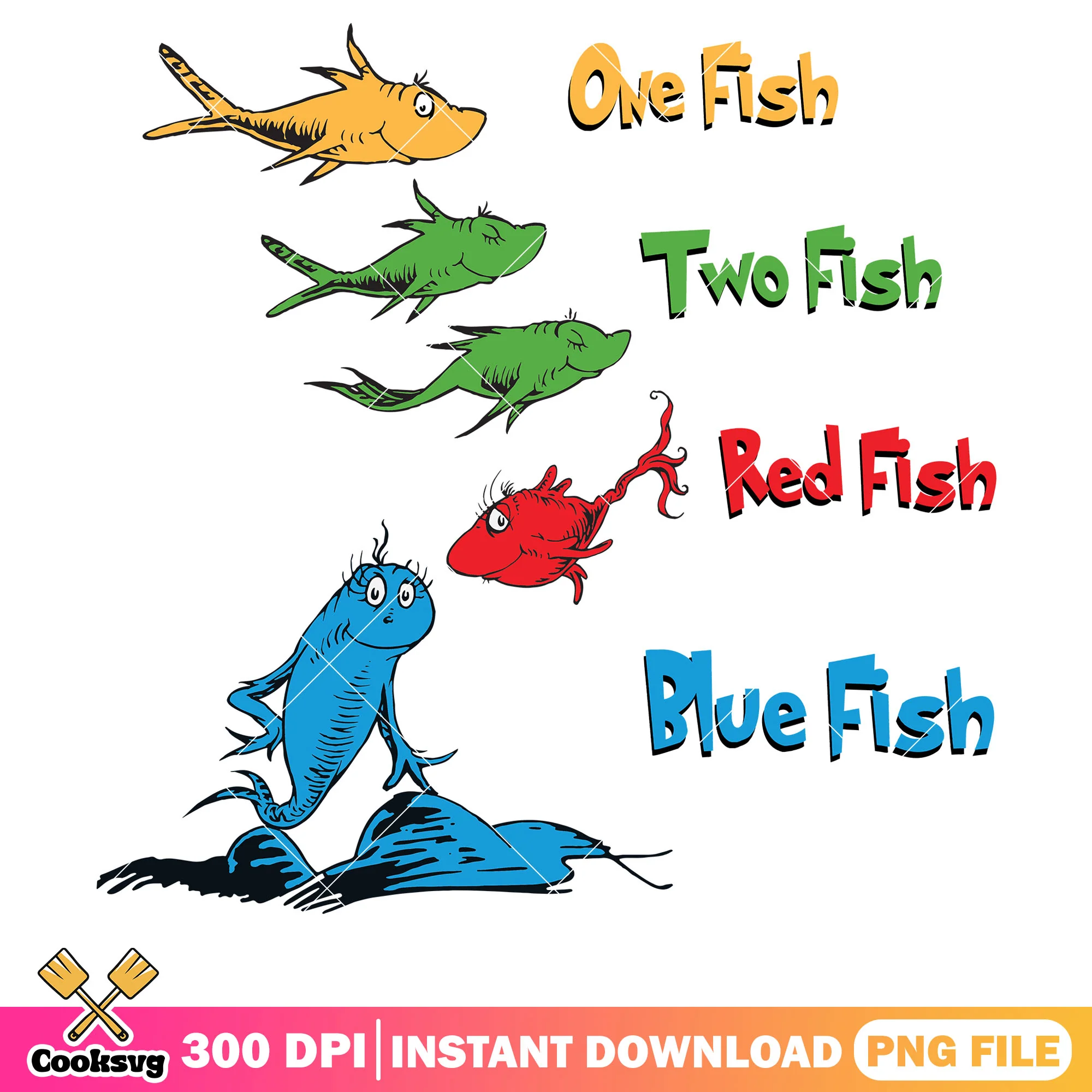 Dr seuss fish friends png design, dr seuss friends png, dr seuss png