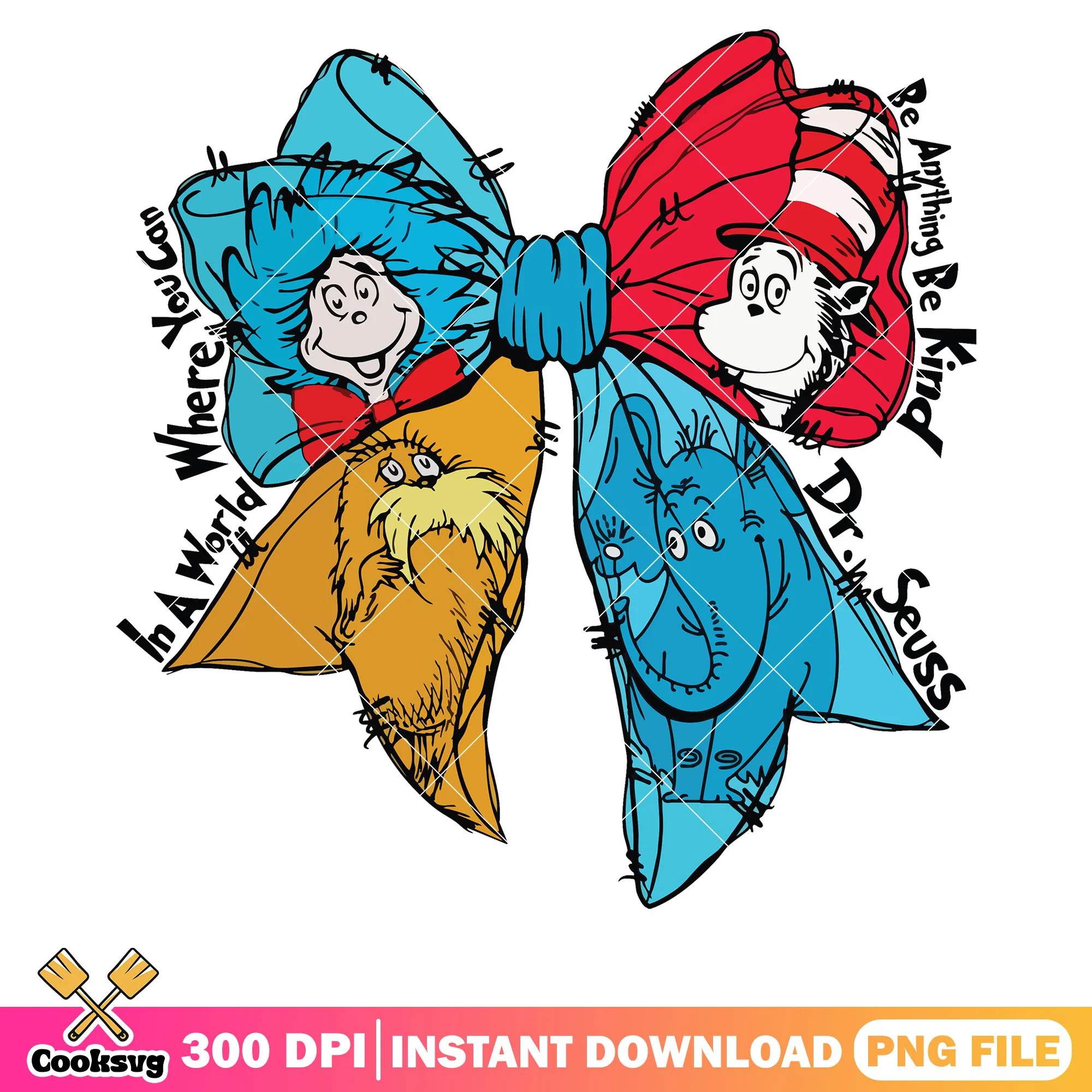 Dr seuss friends bow tie be kind png, dr seuss bow tie png