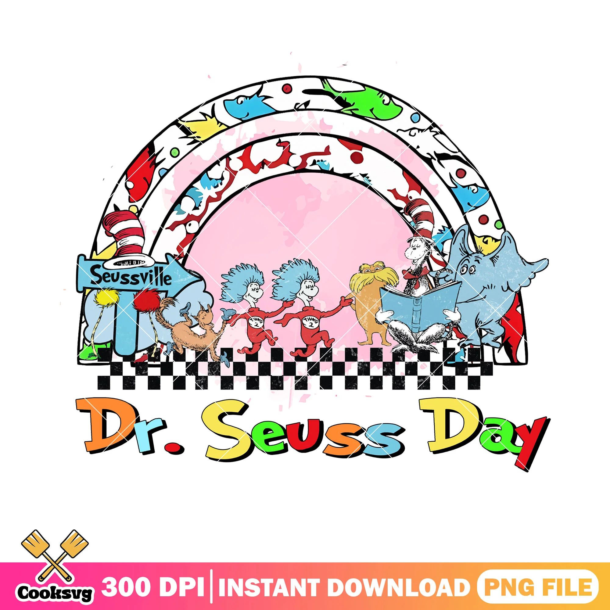 Dr seuss friends day rainbow png, dr seuss day png, dr seuss friends png