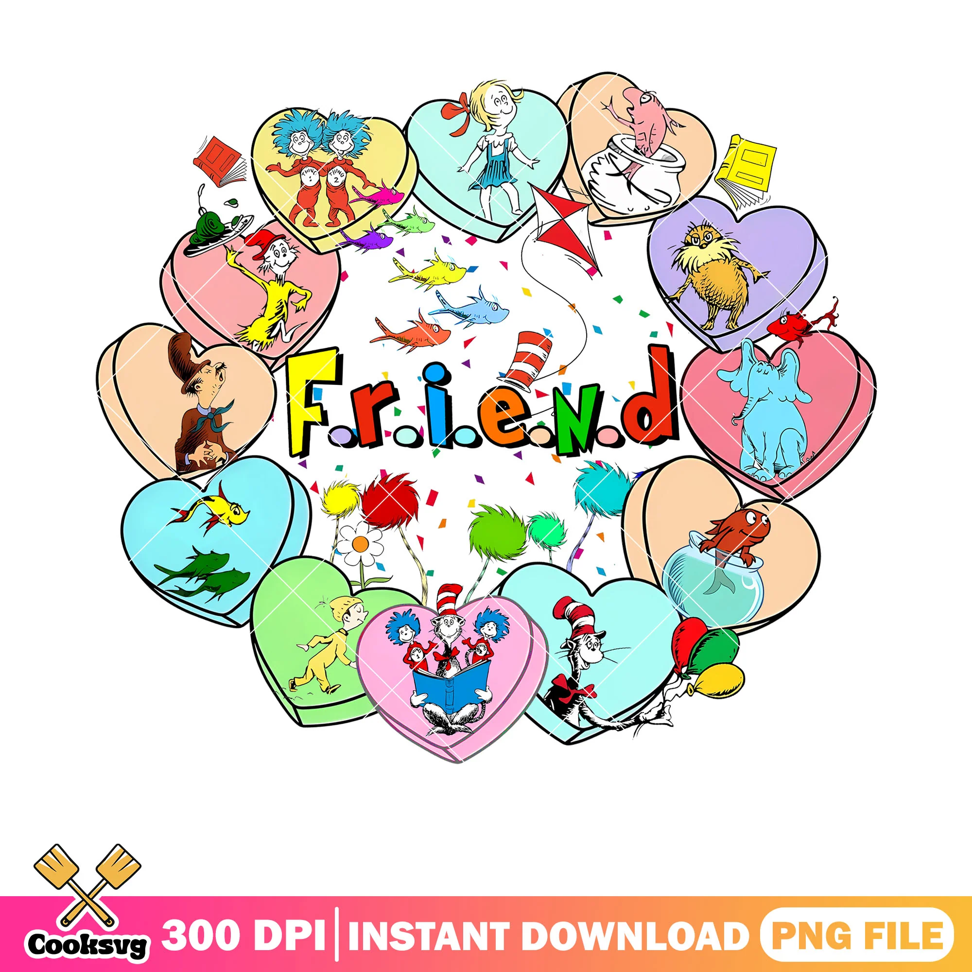 Dr seuss friends heart png file, dr seuss love png, dr seuss friends png