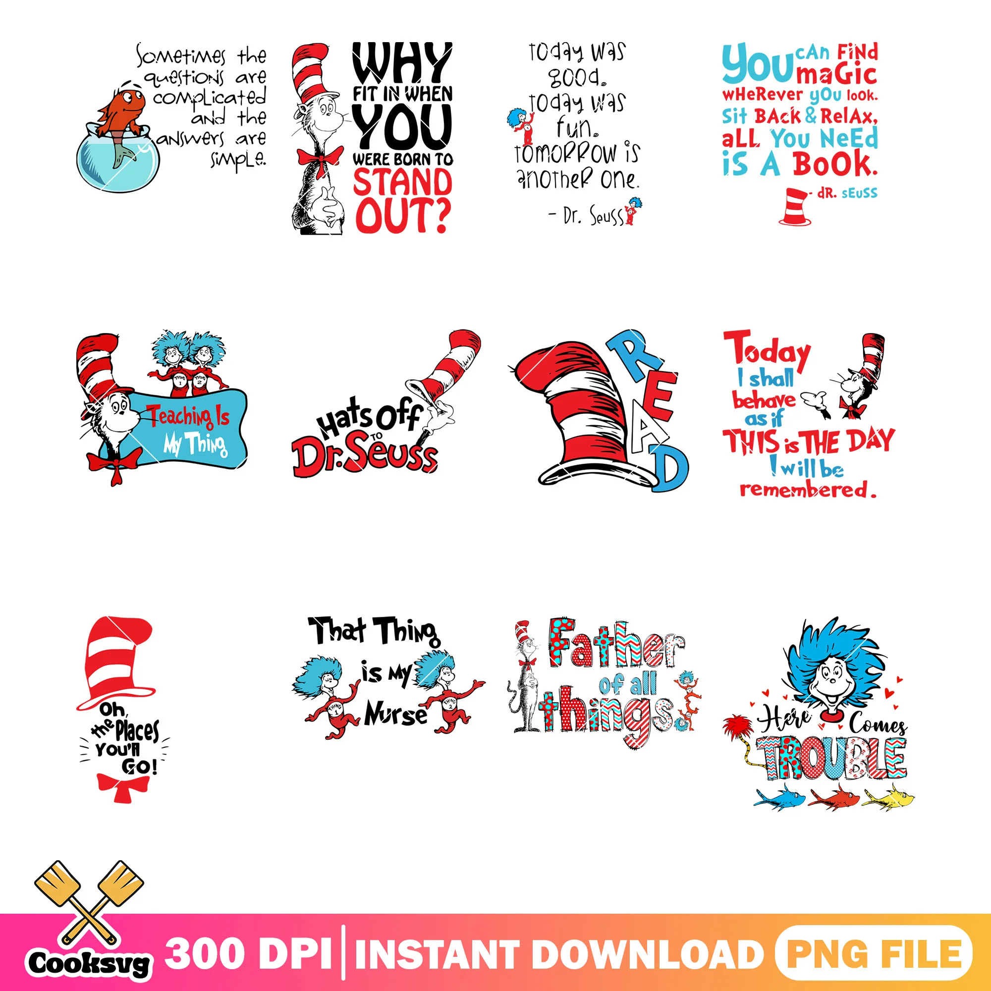 Dr seuss hat off png bundle, dr seuss hat png, dr seuss quotes png