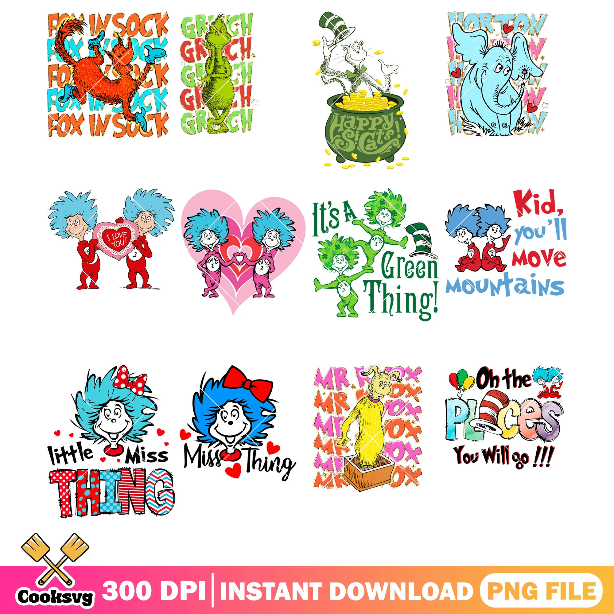 Dr seuss little miss thing png bundle, little miss thing png