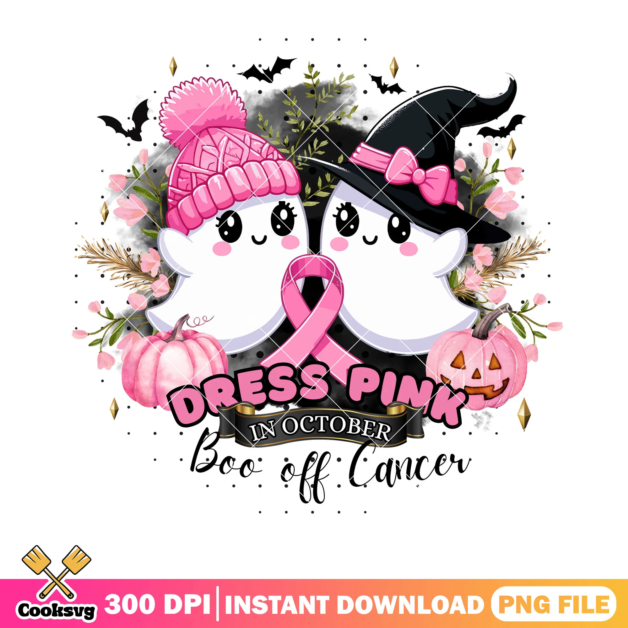 Dress pink in october png, witches hat png, halloween scary png