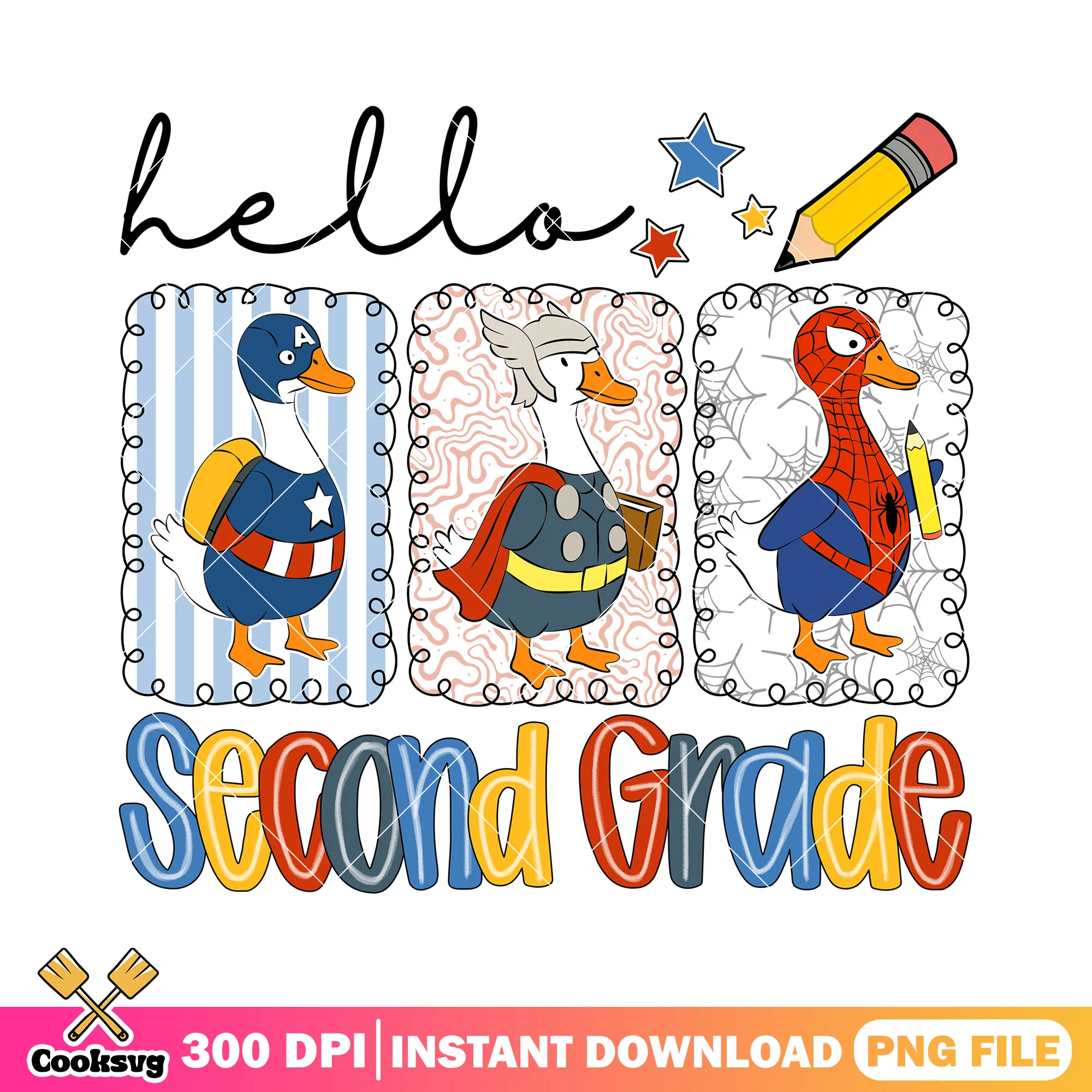 Ducks second grade png, marvel heroes png, back to school day png