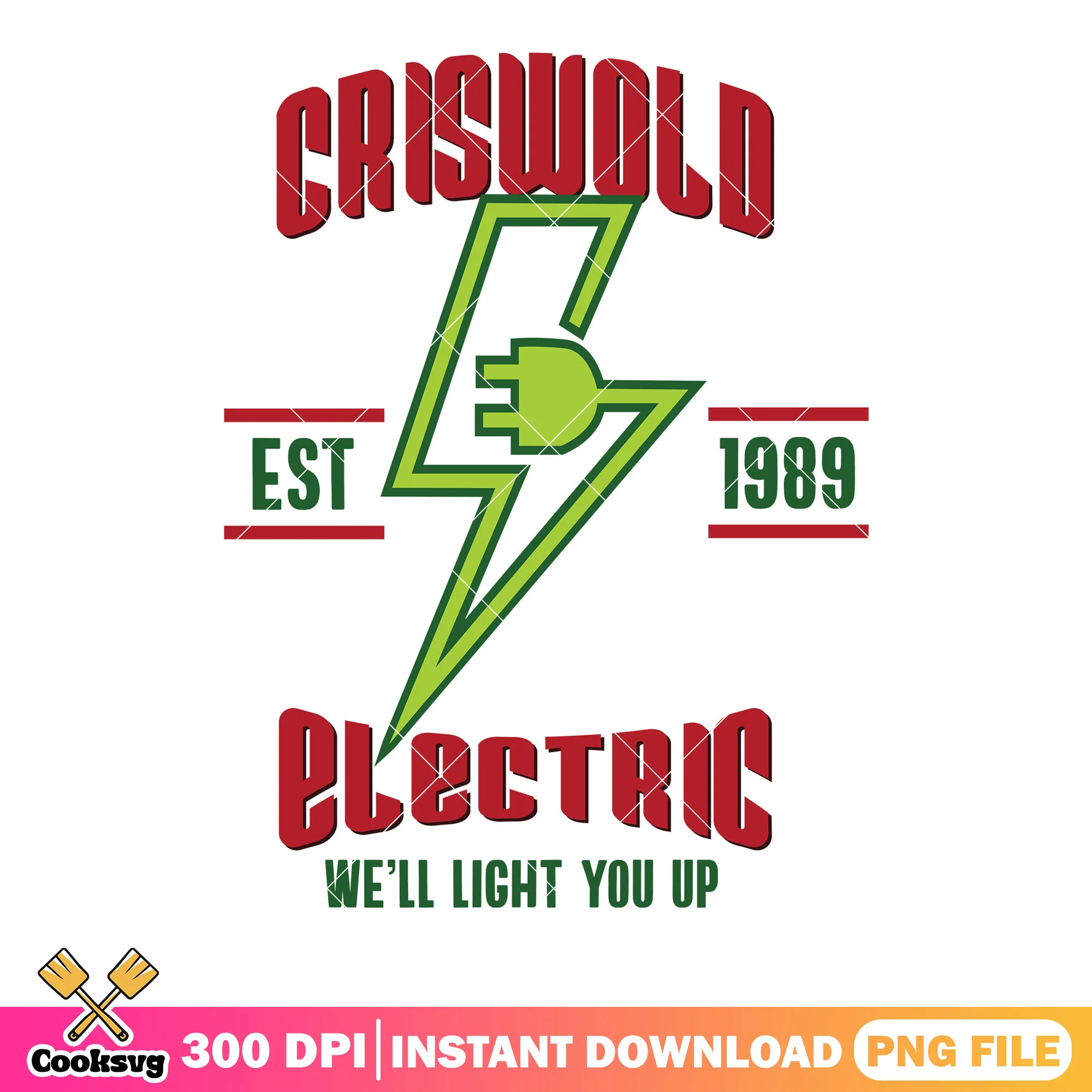Electric lightning bolt png, logo green png, christmas vacation png
