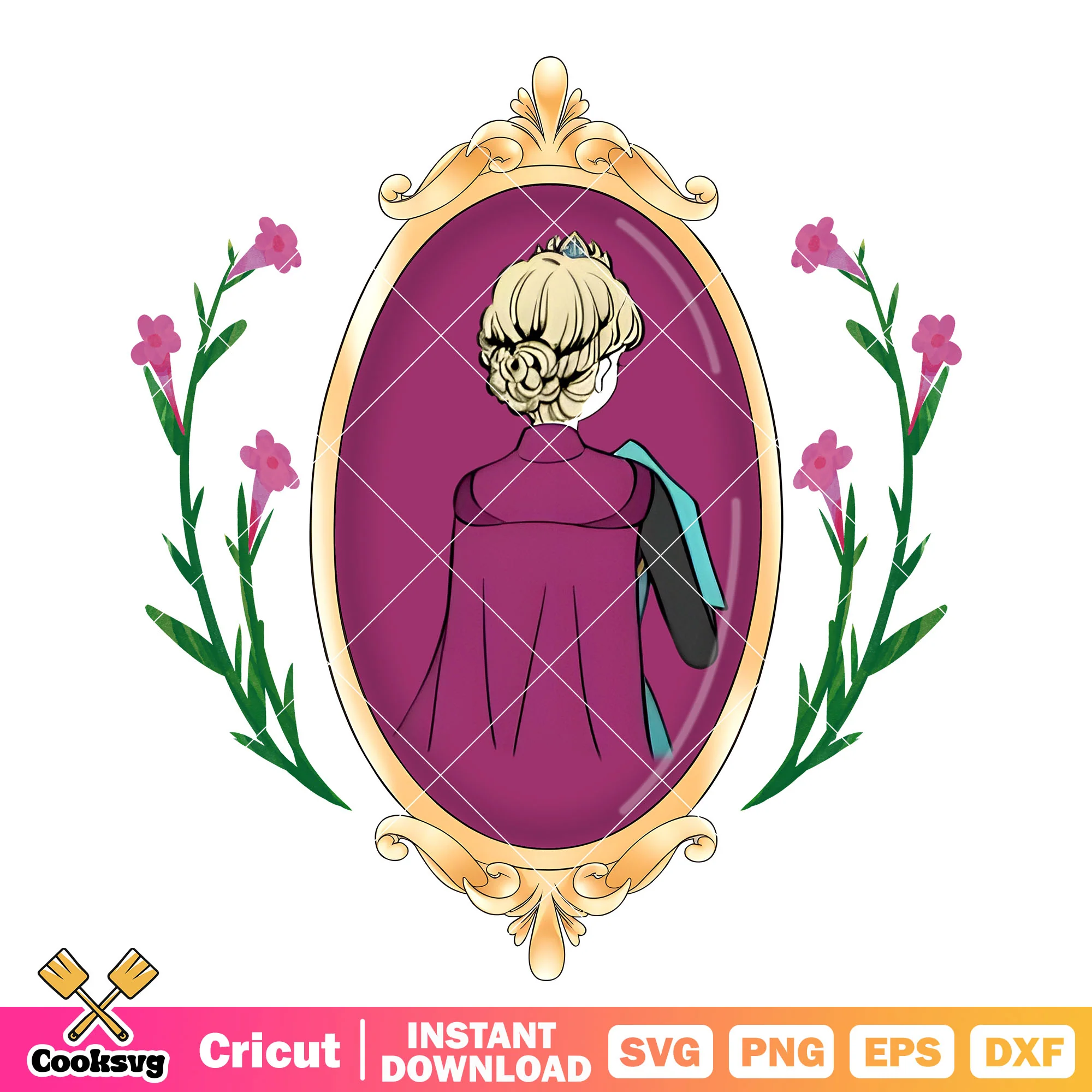 Elsa Back and Disney Magic Mirror PNG, Elsa Princess PNG