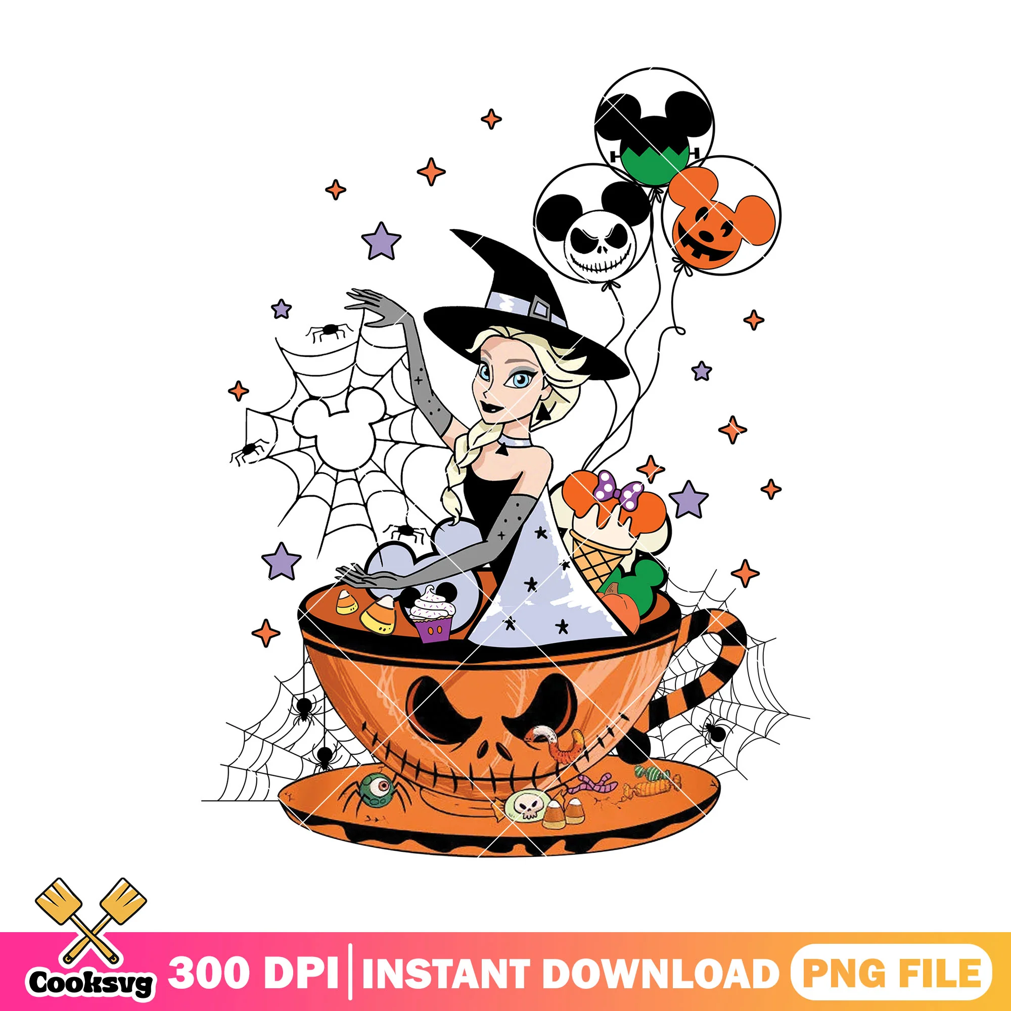 Elsa pumpkin surprise png, princess halloween png, elsa cute png