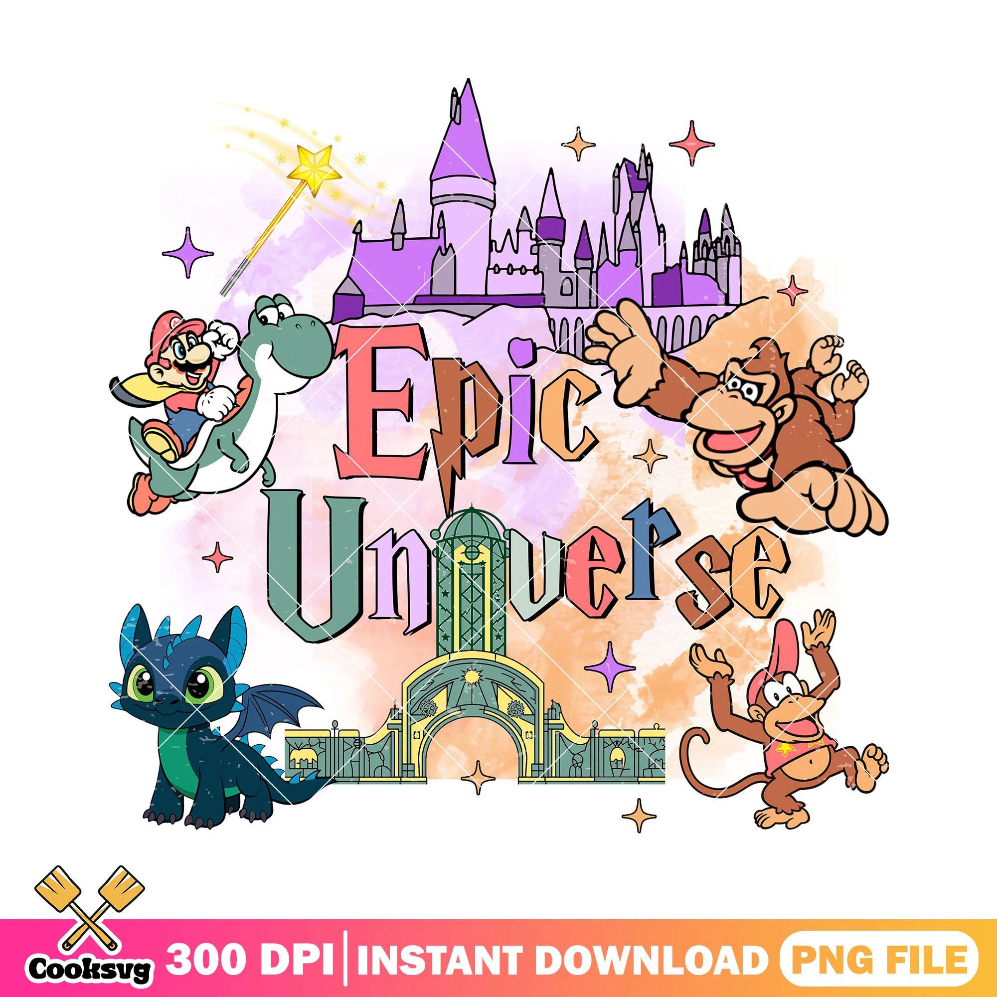Epic universe adventure png, super mario png, cartoon disney png
