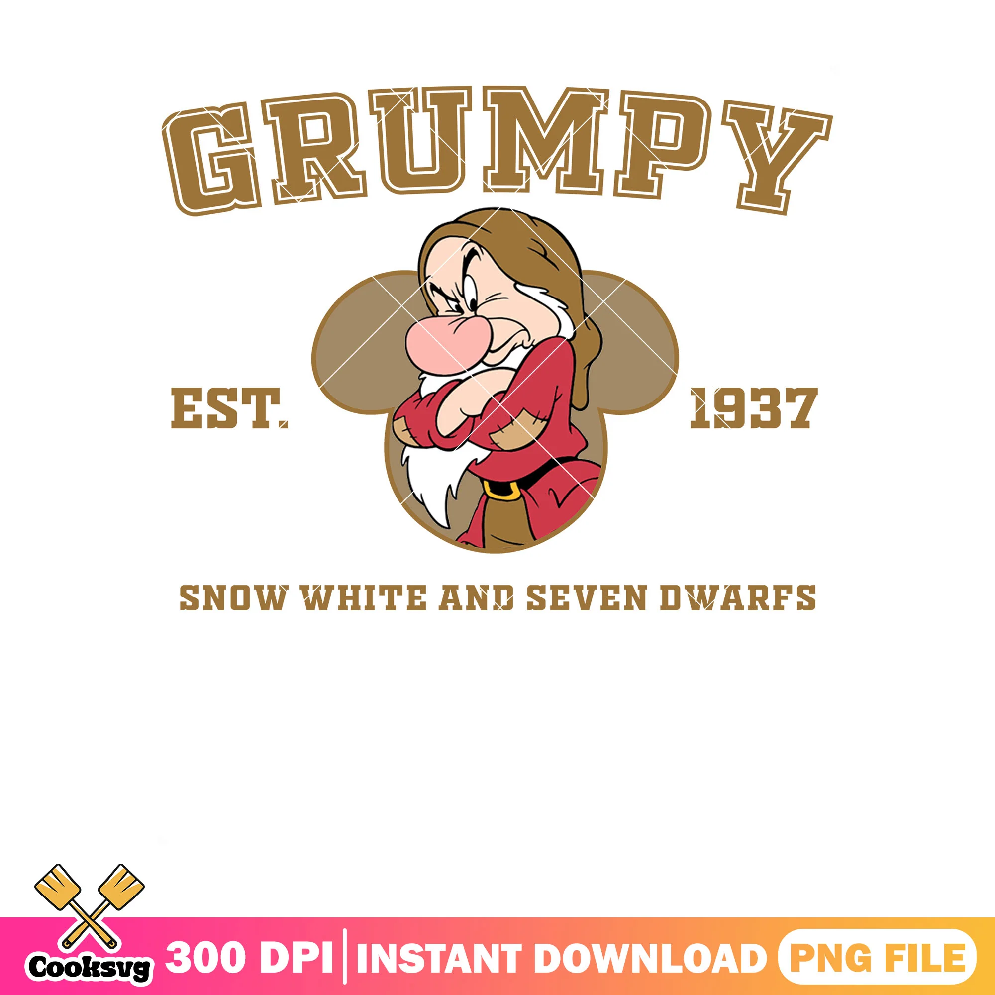 Est 1937 grumpy png, grumpy dwarf png, walt disney png