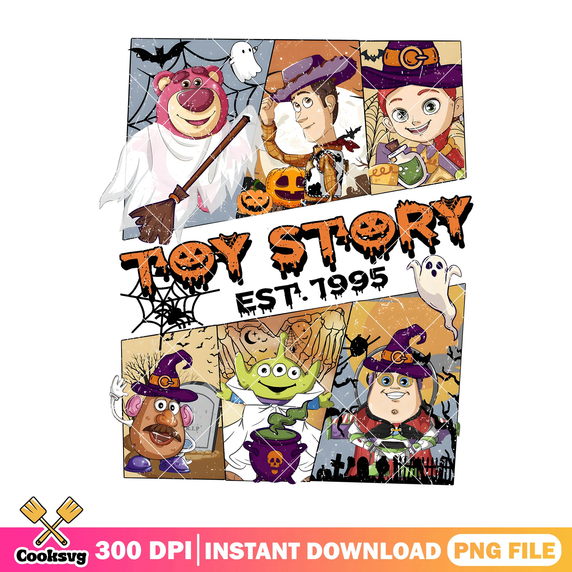 Est 1995 toy story halloween png, toy story png, halloween movie png