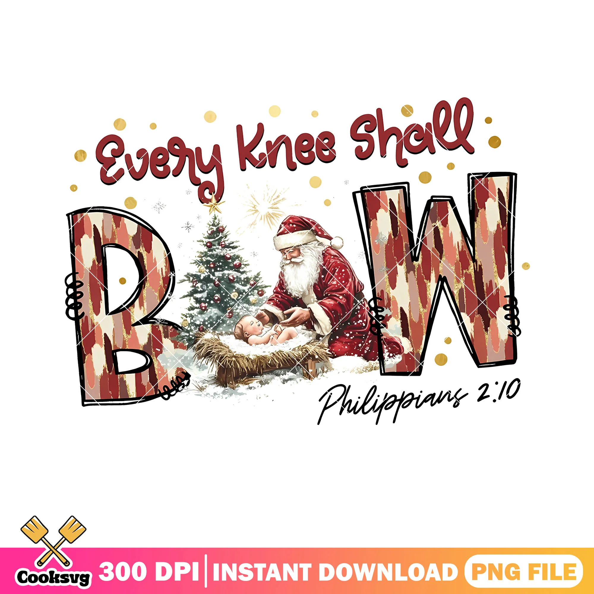 Every knee shall raw png, merry christmas png, santa claus png