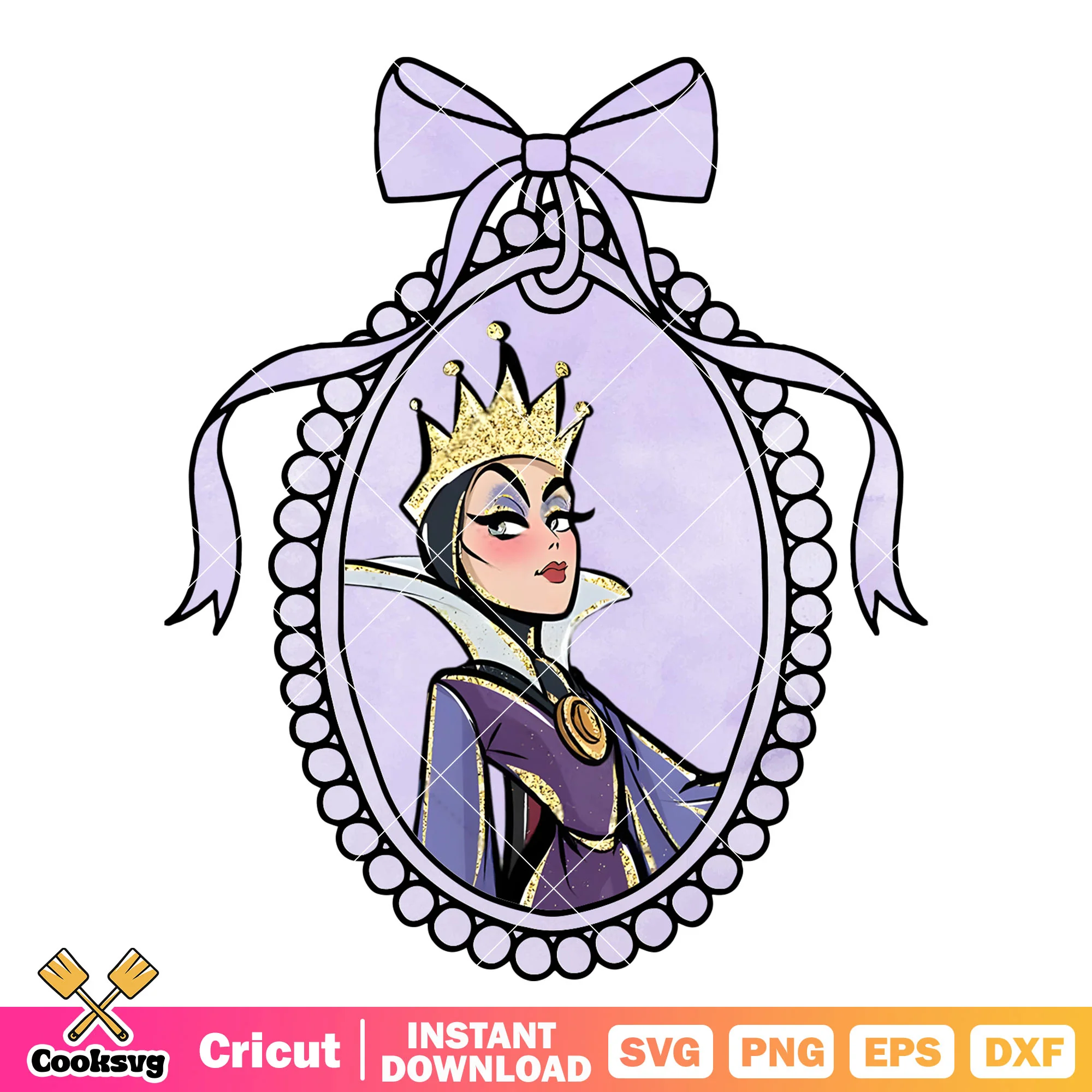 Evil queen in purple bow tie mirror png, disney evil queen png