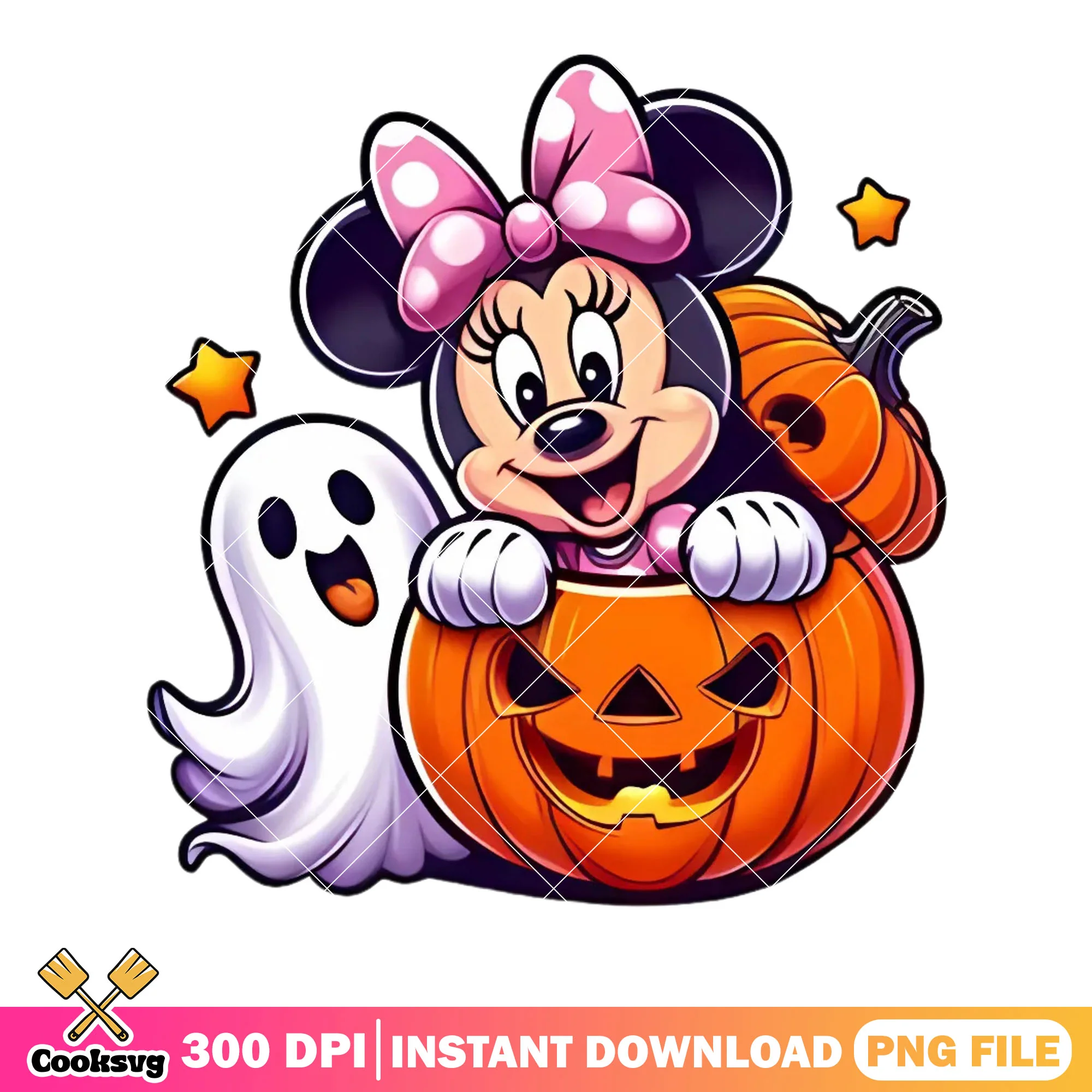 Exciting minnie in the pumpkin png, wicker pumpkin png, ghost baby png