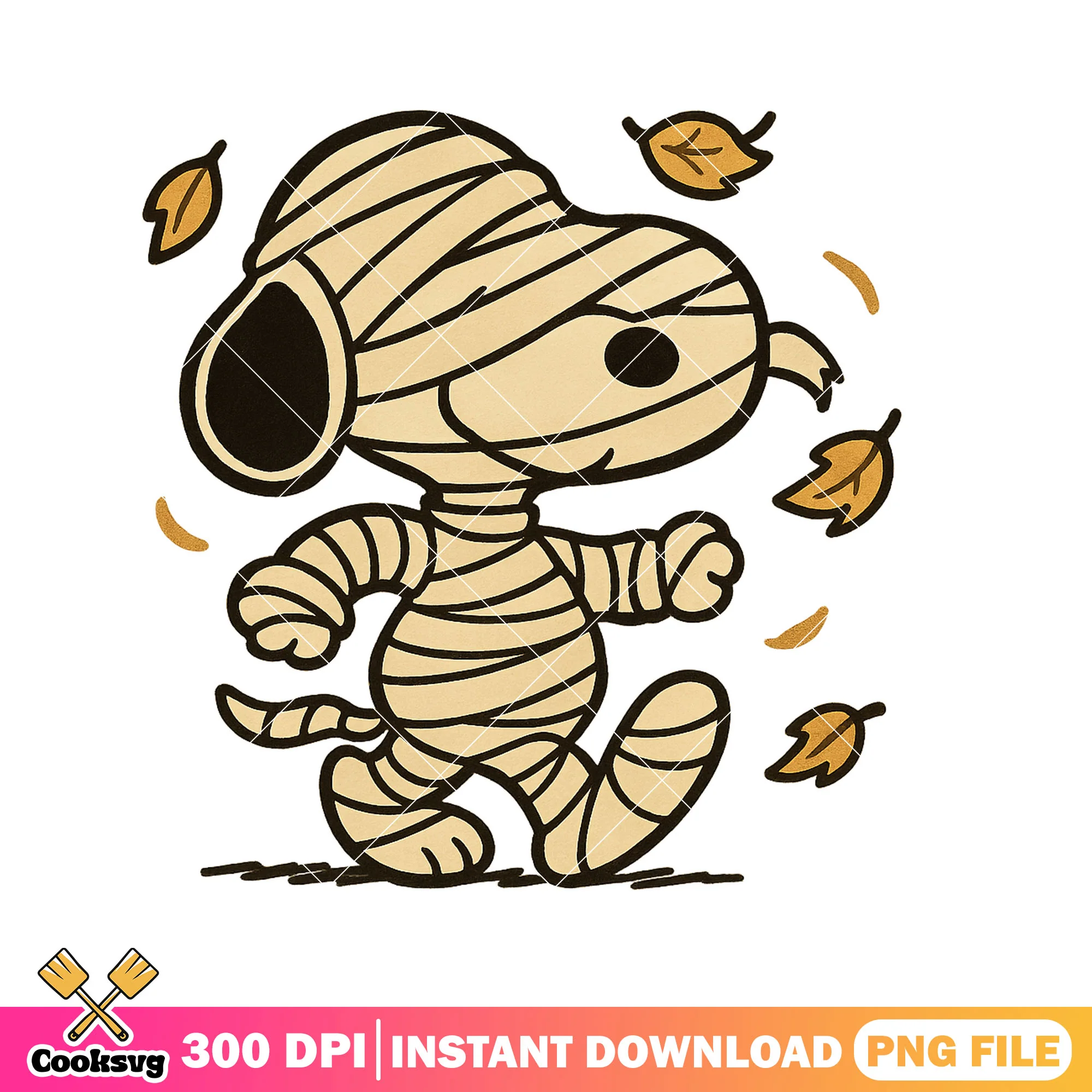 Fall snoopy mummy png, snoopy halloween png, spirit halloween png