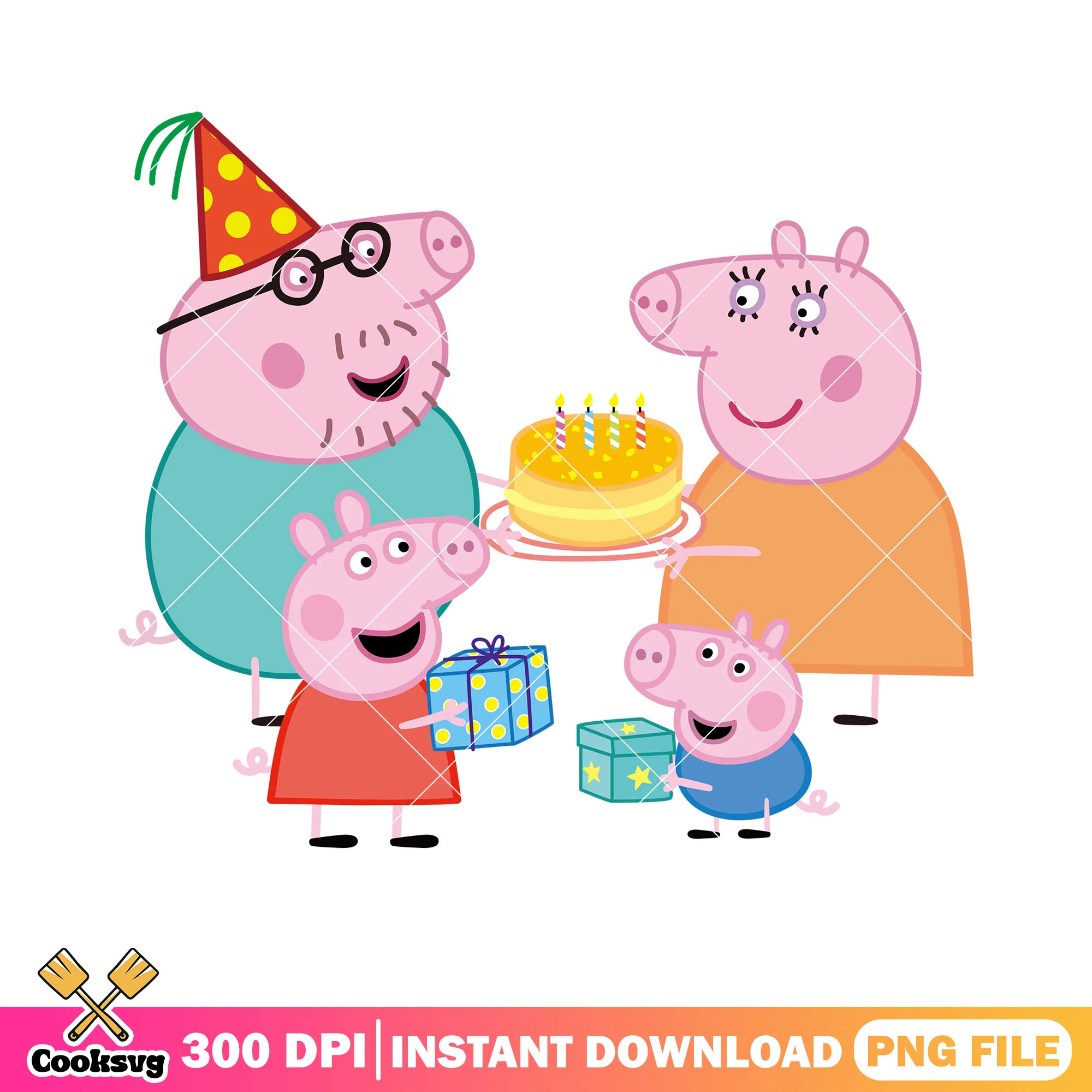 Family peppa pig birthday cake png, kids show png, show peppa pig png