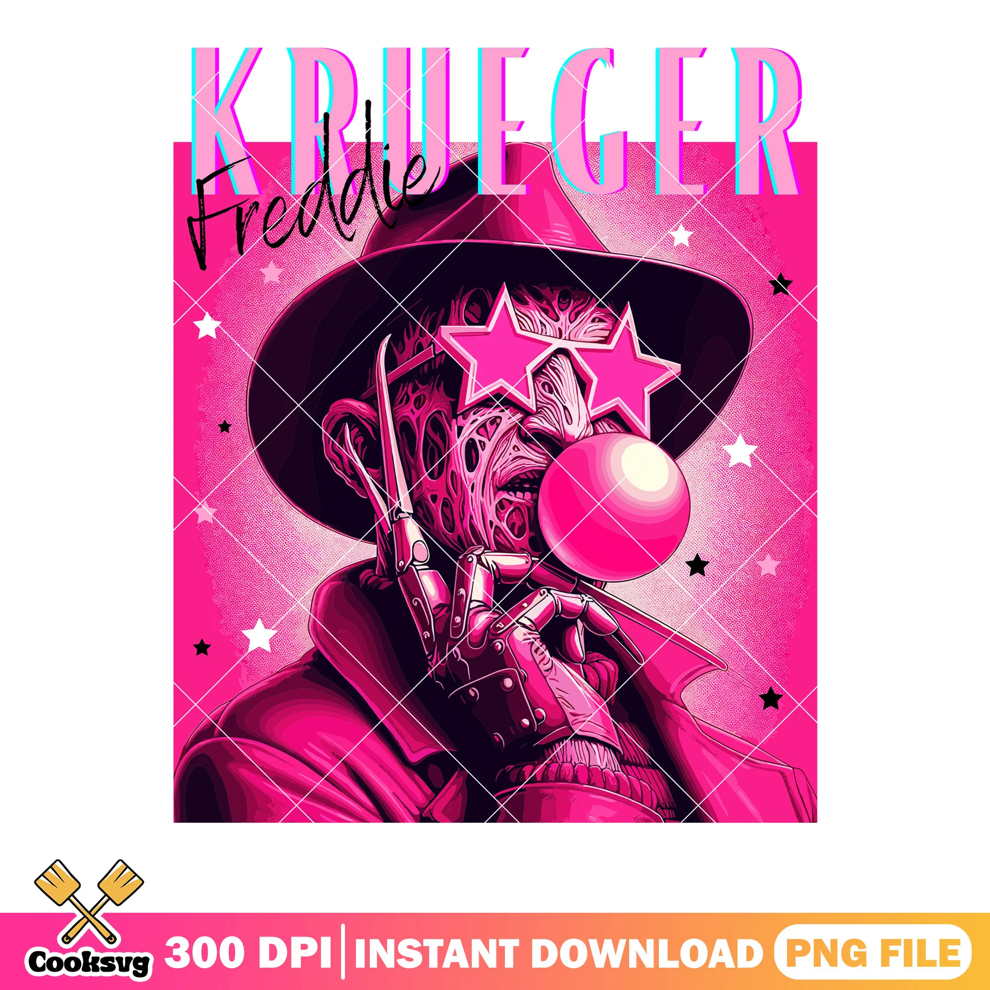Fancy freddy kruger png, pink star glasses png, halloween scary png
