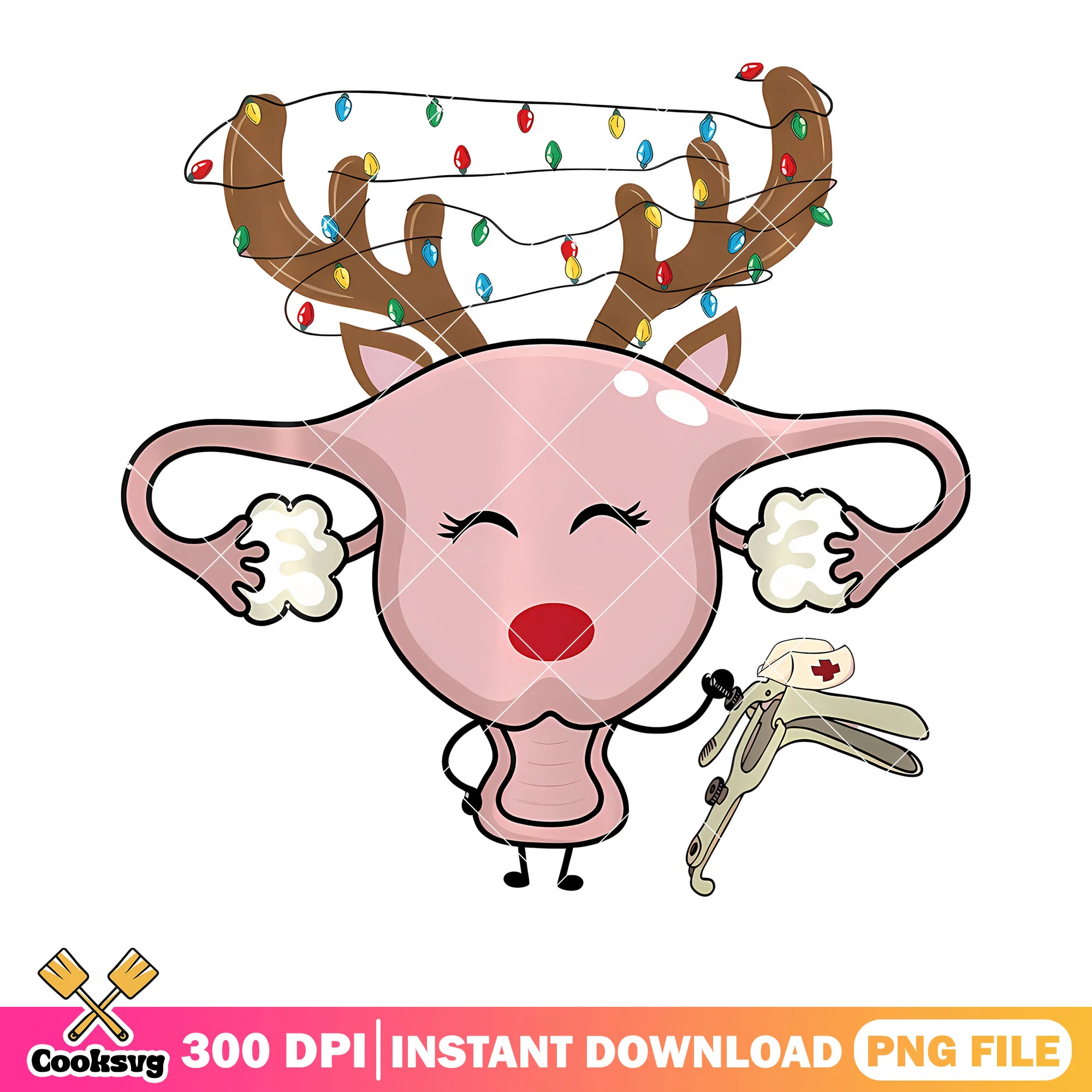 Festive Reindeer Speculum  png, reideer png, christmas stringlight png