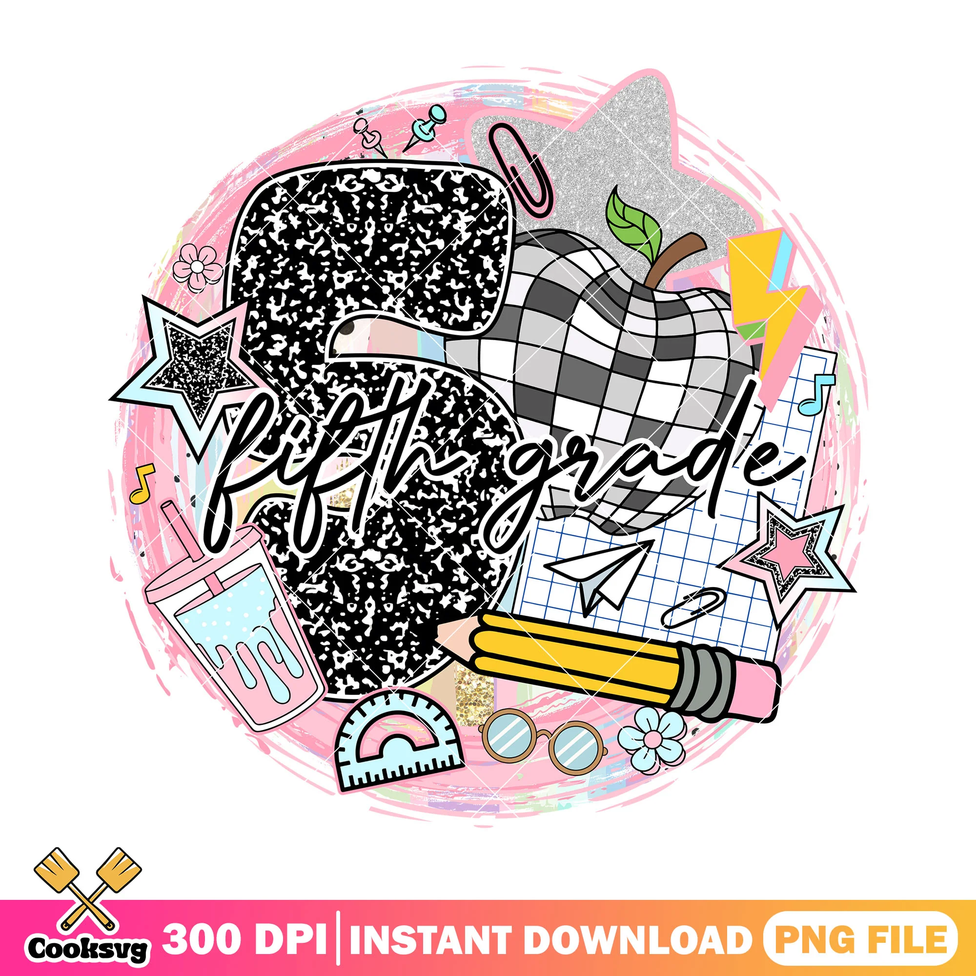 Fifth grade stuff design png, school days png, school spirit png