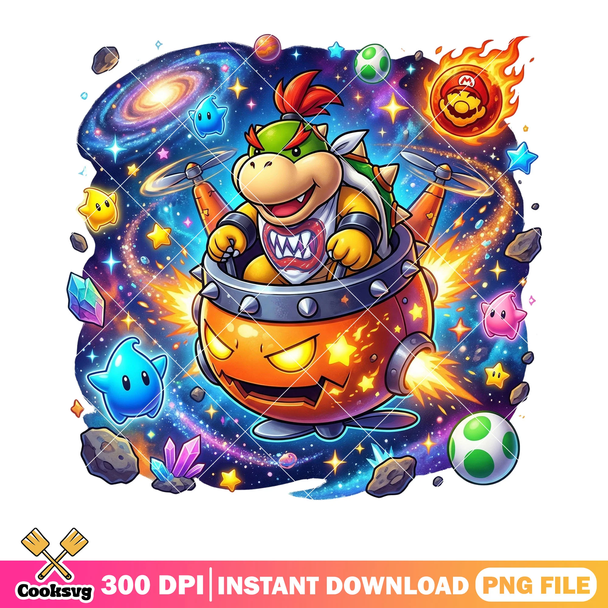 Fire mario browser galaxy png, galaxy vibes png, browser mario png