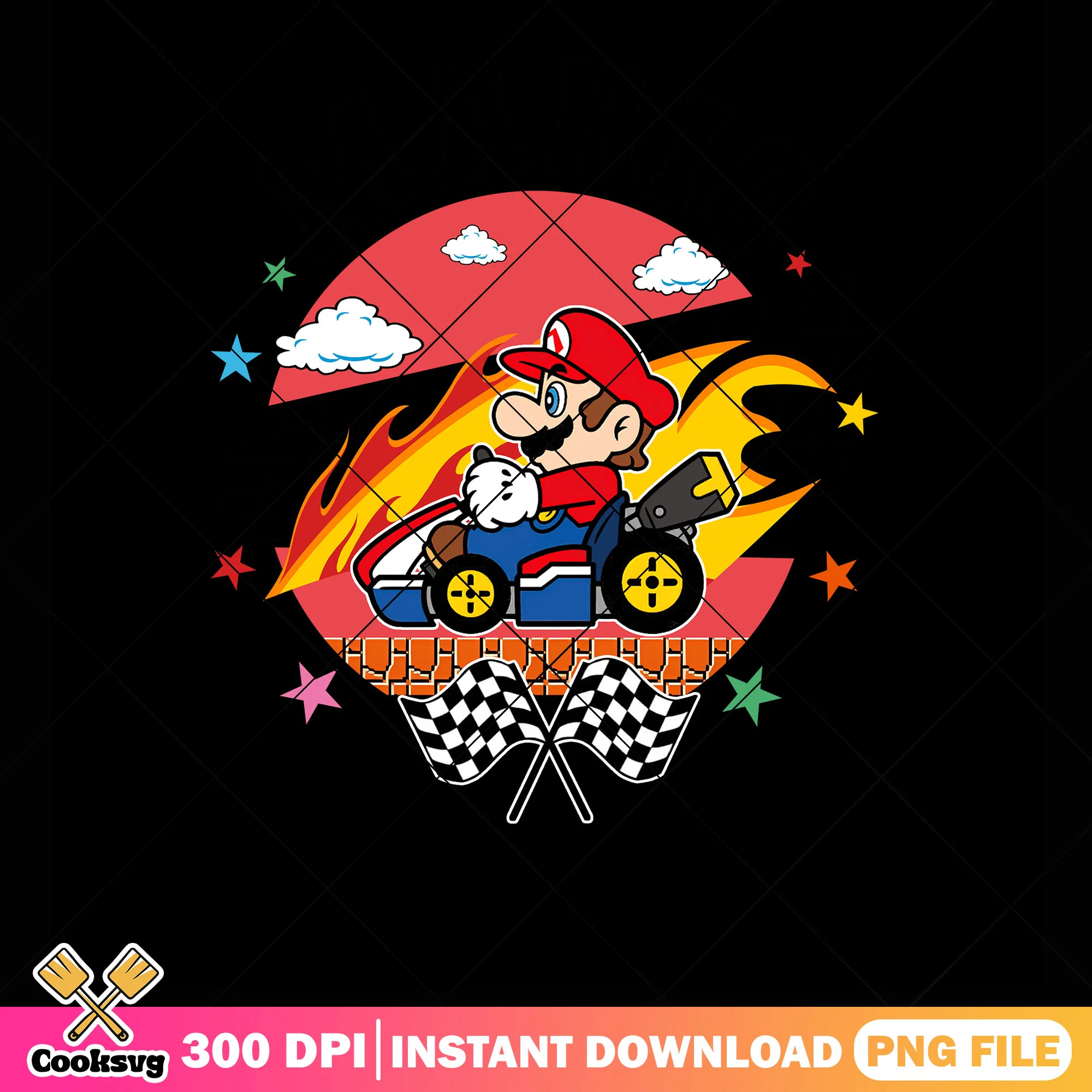 FIre Mario racing png, super mario racing png, nintendo art png