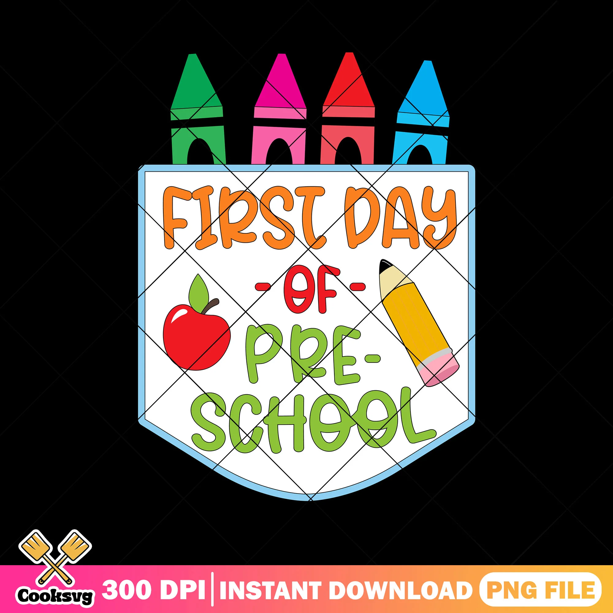 First day of pre-school png, colored pens png, back to school day png