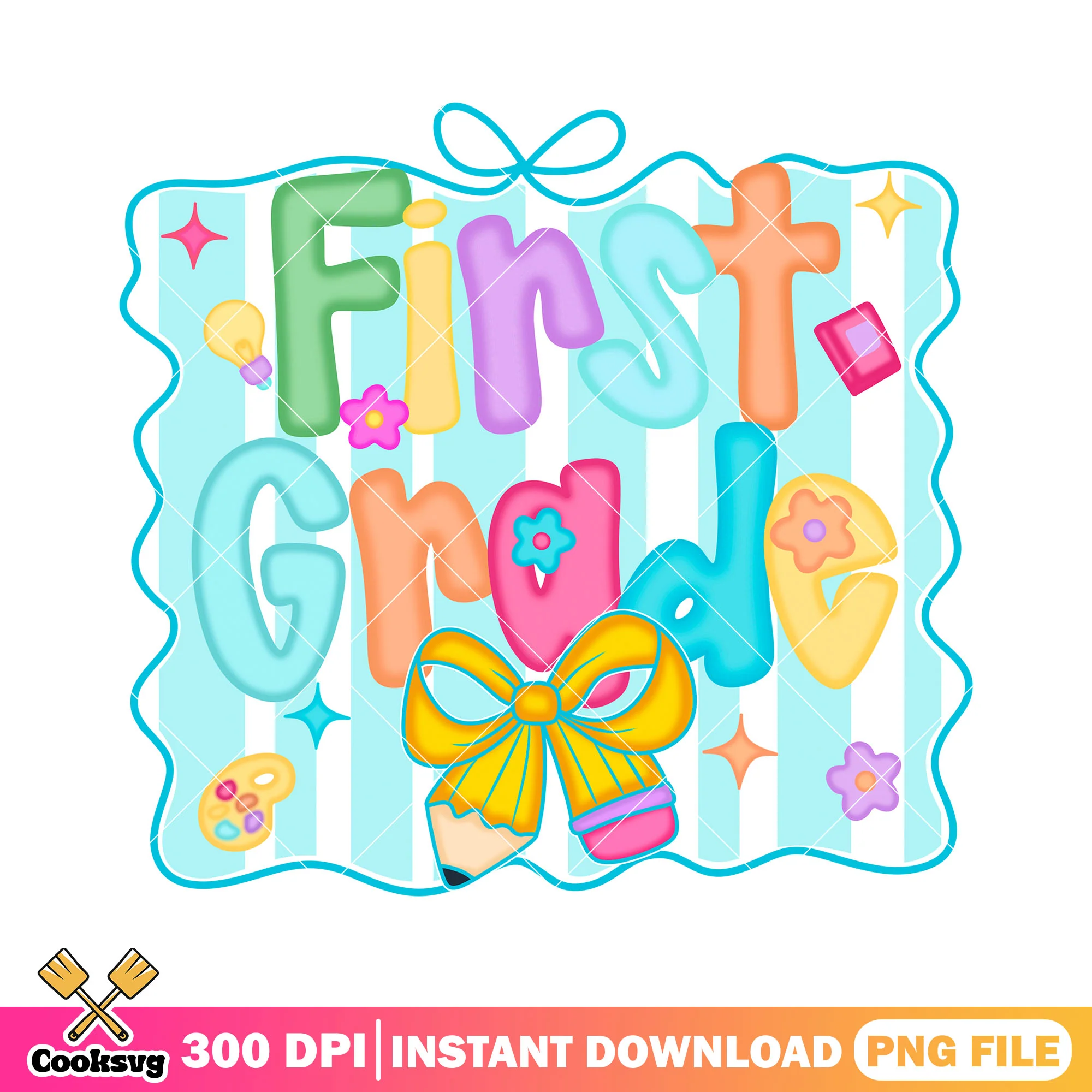 First grade yellow bow png, welcome back to school png, colors font png