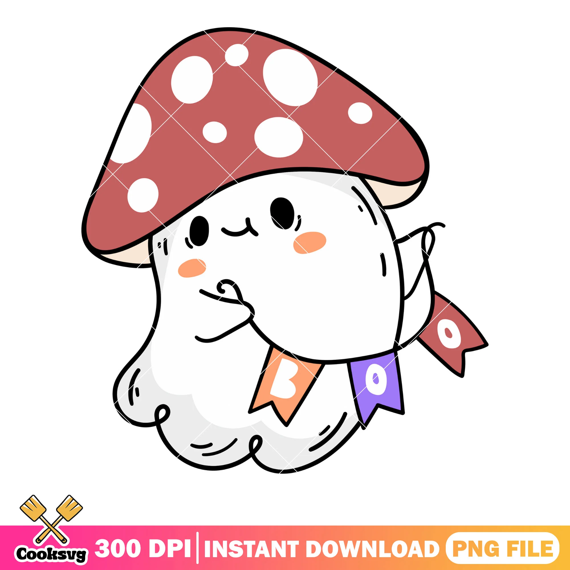 Flag boo murshroom png, ghost costume png, halloween scary png