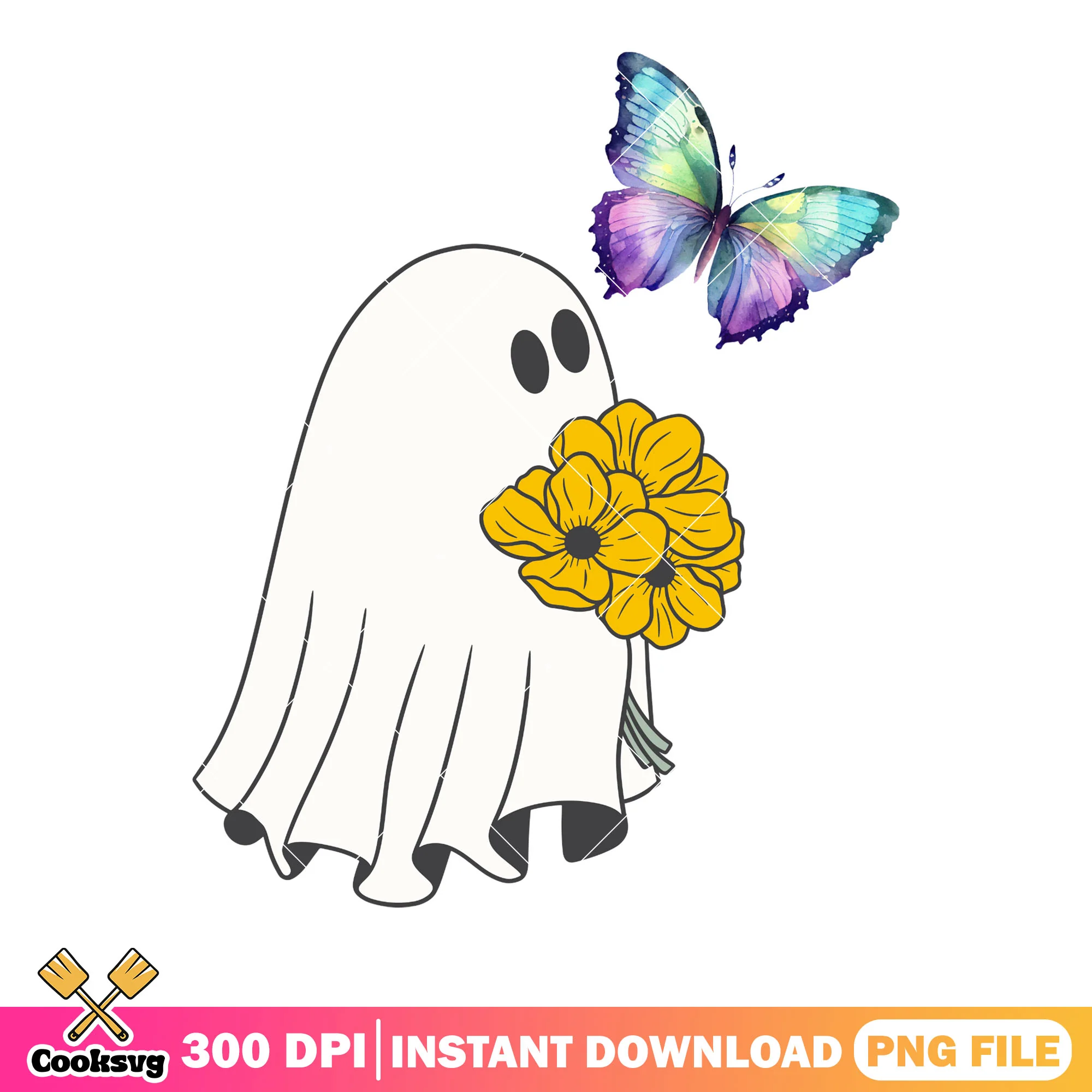 Float blanket yellow flower png, butterfly png, halloween scary png