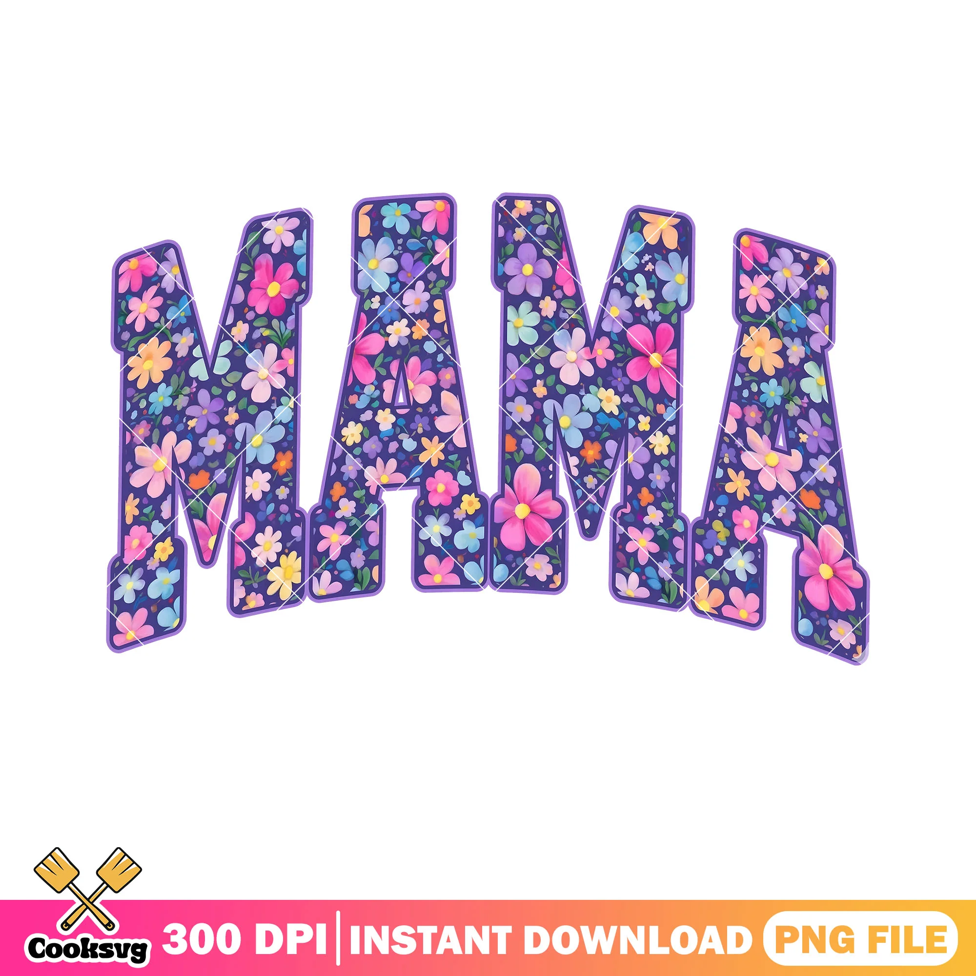Floral mama text design png, mother day png, love mama png